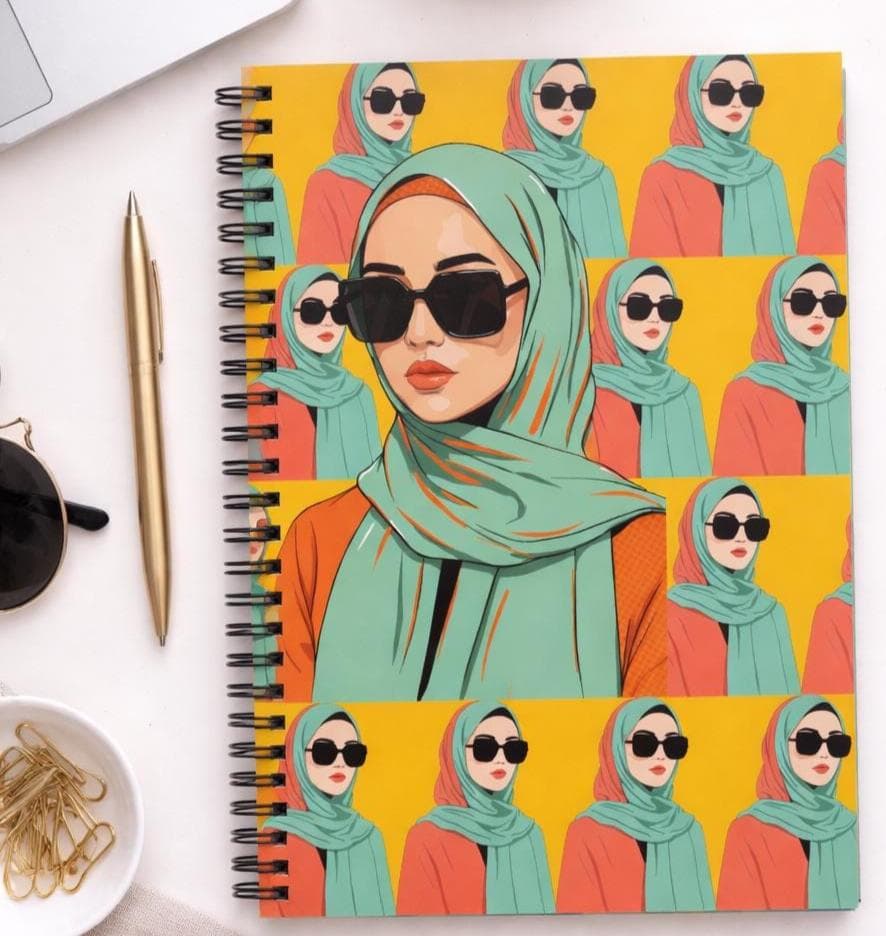 Hijabi Illustration Notebook, Muslim Woman Journal, Modest Fashion Notebook, Islamic Gift for Her, Hijabi Stationery, Muslimah Notebook