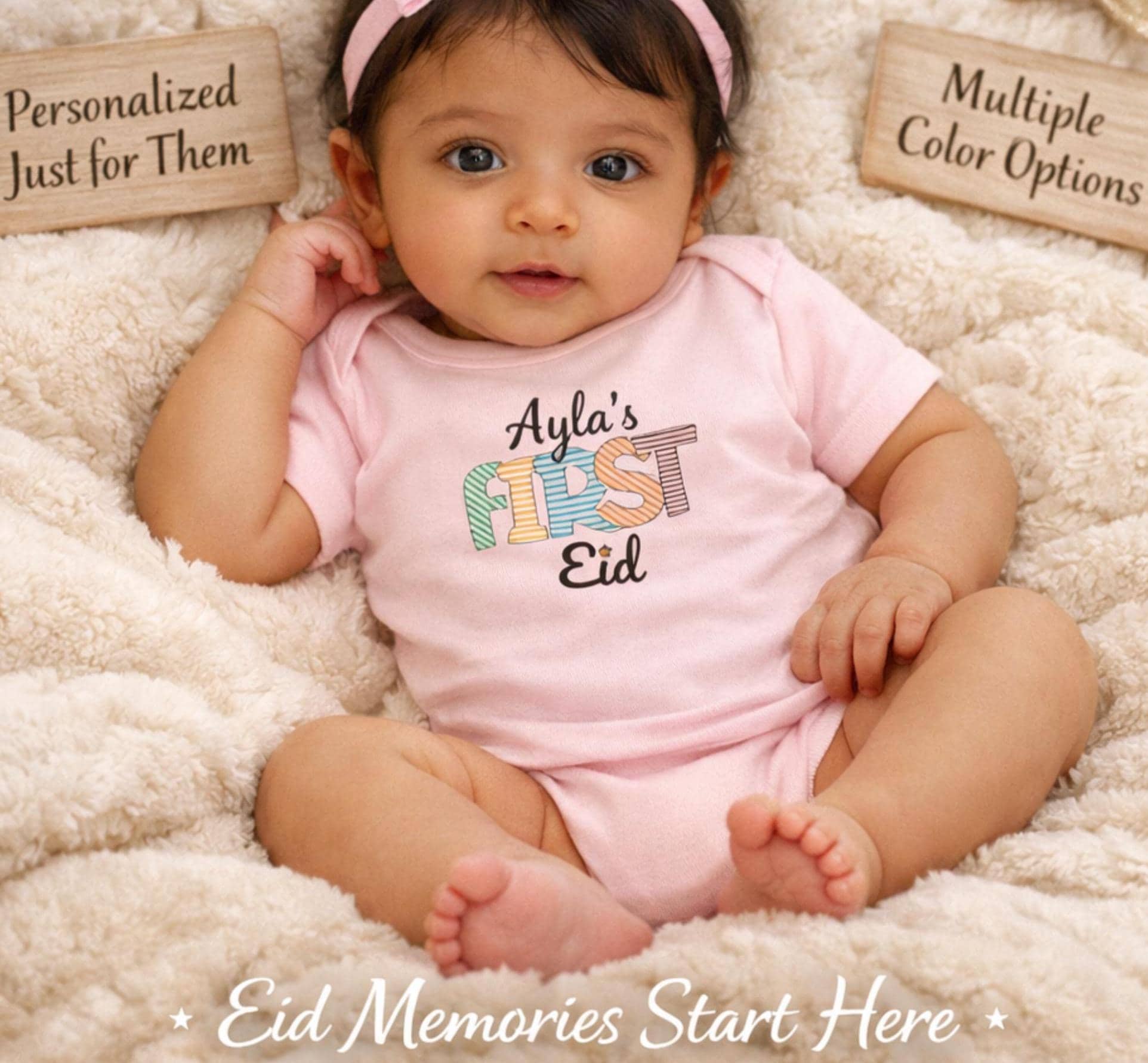 Personalized First Eid Baby Onesie, My First Eid Outfit, Custom Baby Name Eid Bodysuit, Eid Mubarak Baby Gift, Muslim Baby Eid Clothes