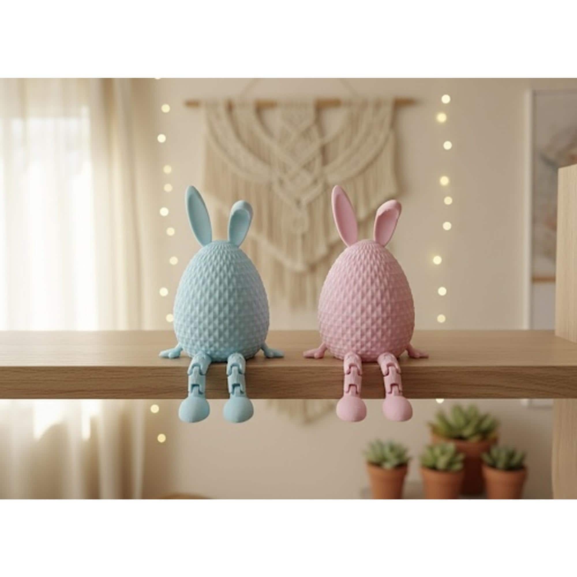 Pastel Bunny Figurine – Modern Minimalist Nursery Shelf Decor