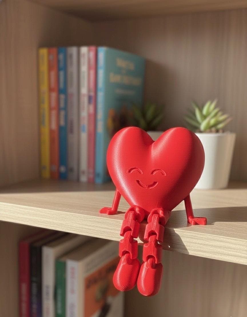 Sitting Heart Figurine | Minimalist Home Decor Gift | Modern PLA Sculpture