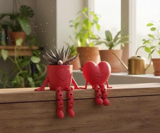 Heart Figurine & Planter Set – Valentine's Day Shelf Decor - image 5