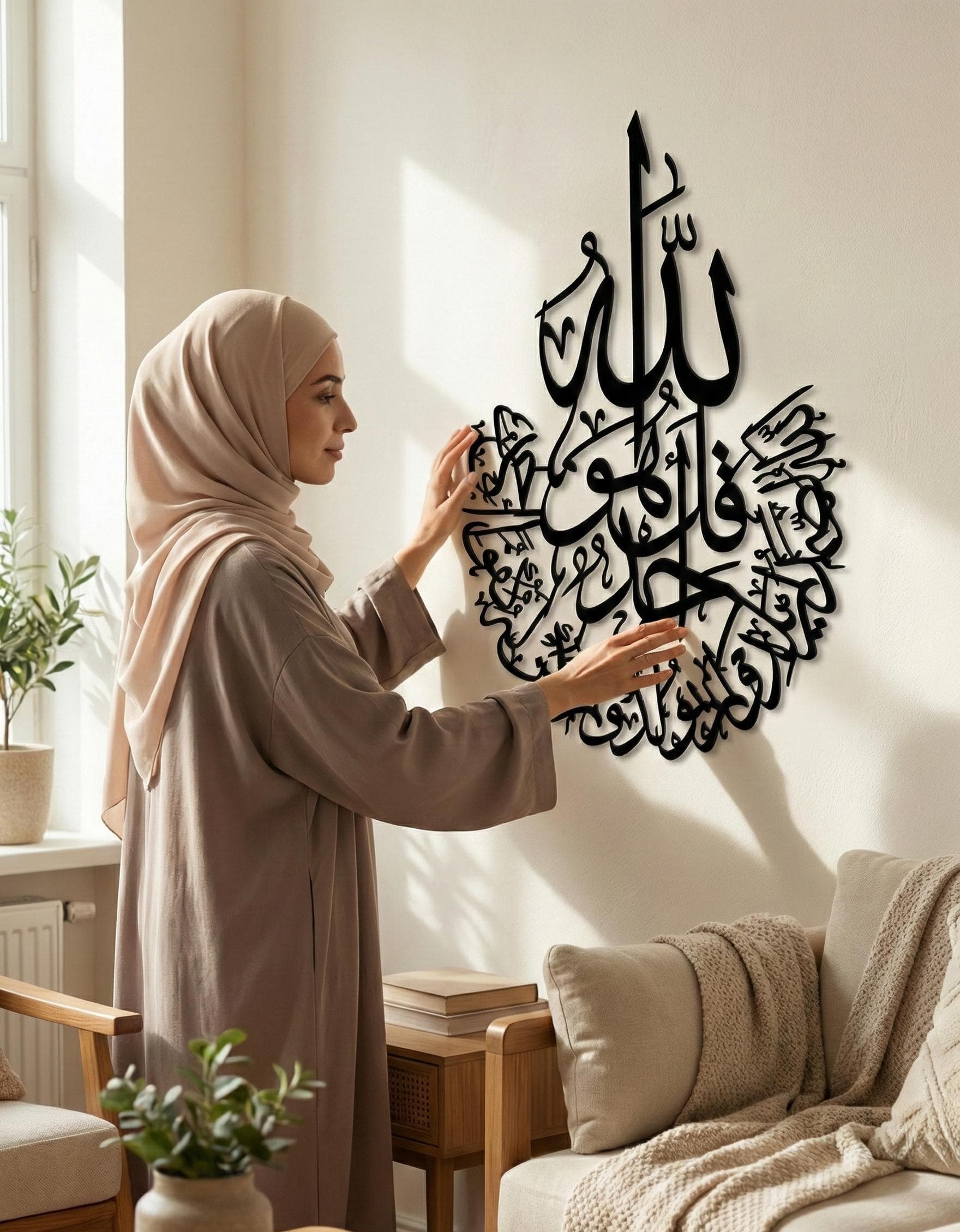 Surah Ikhlas Arabic Calligraphy Metal Wall Art Islamic Decor Minimal Muslim Home Sign