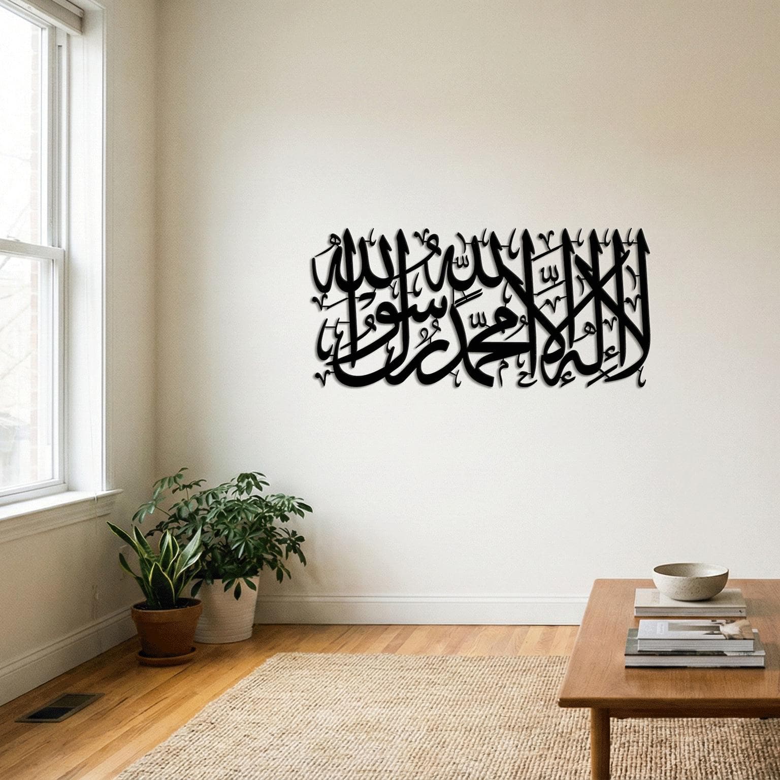 Shahada Islamic Metal Wall Decor, Arabic Faith Script Design, Spiritual Home Accent