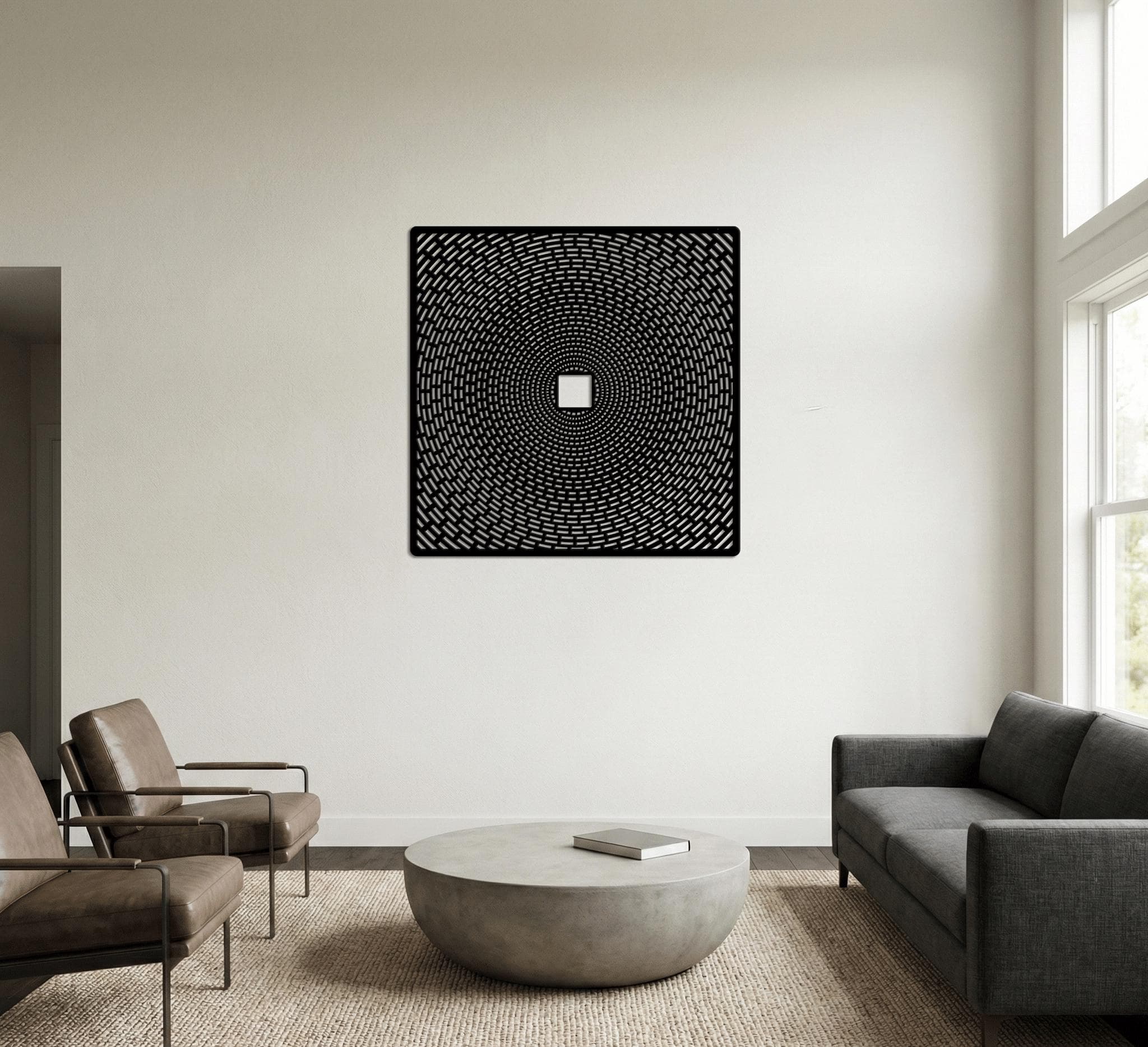 Kaaba Islamic Metal Wall Decor, Sacred Spiral Geometry Design, Spiritual Home Accent