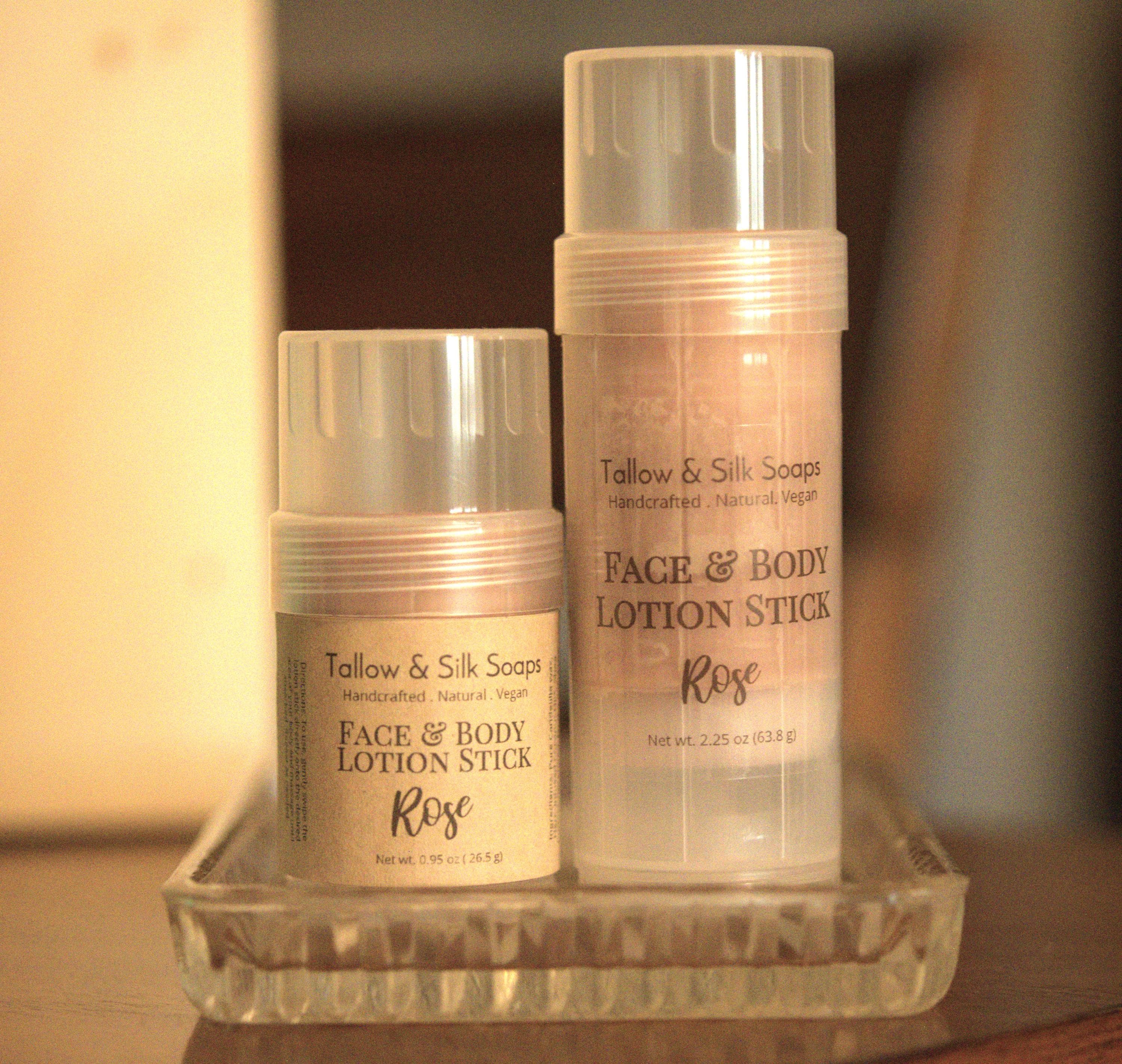 Rose Face & Body Solid Lotion Stick. Vegan, Natural. Non-Greasy. Hydrating. Dry, Sensitive Skin Relief. Lavender, Unscented
