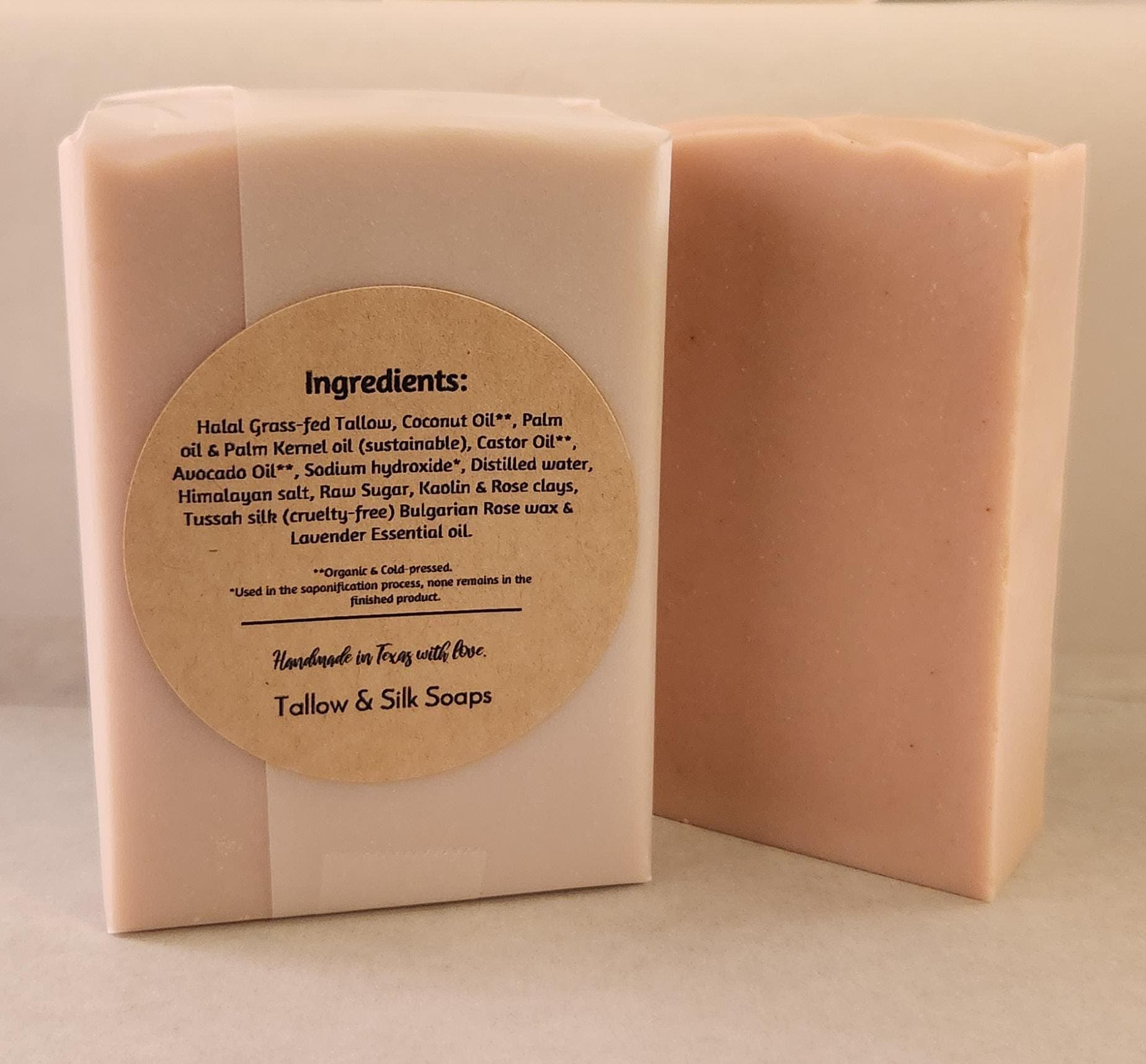 Luxe Artisan Tallow Soap Bar. Rosemary, Lavender, Peppermint, Bulgarian Rose Wax. Handcrafted, Halal, Grass-fed. Dry Sensitive Skin. 4.25 oz - image 3