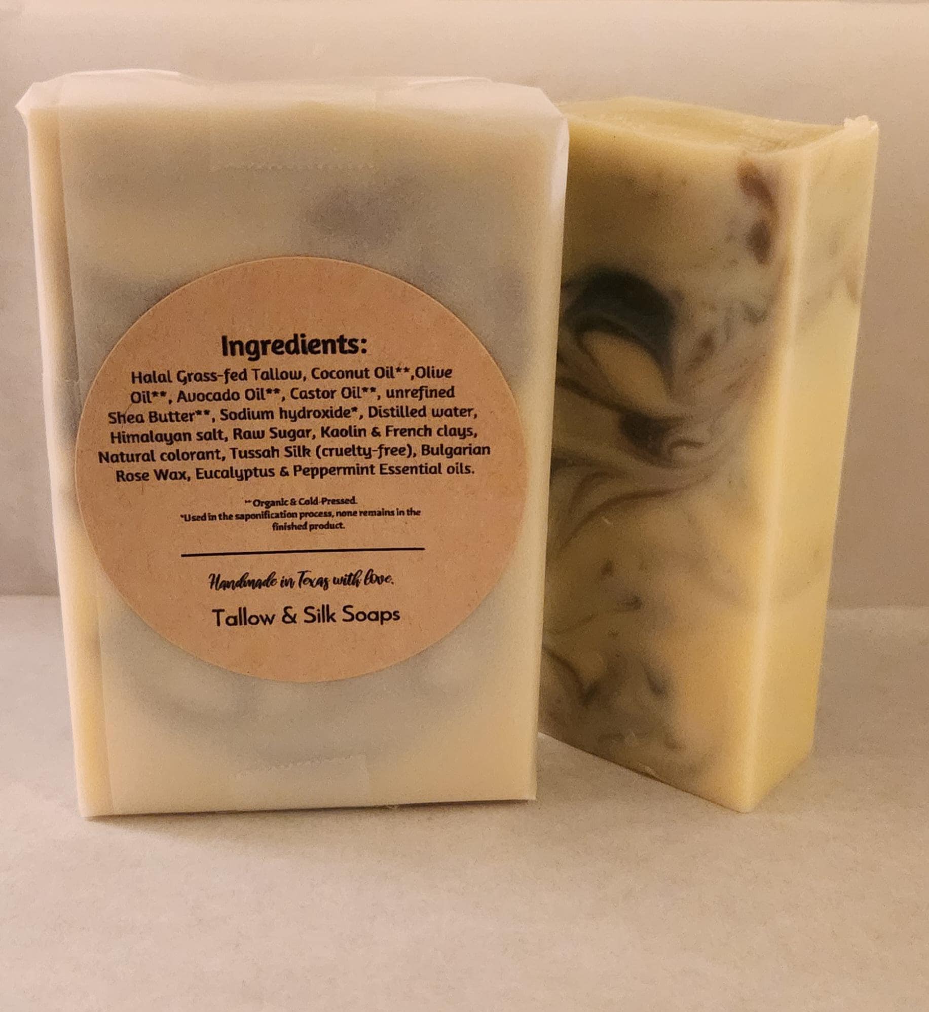 Luxe Artisan Tallow Soap Bar. Eucalyptus/Lavender/Frankincense. Bulgarian Rose Wax. Handcrafted, Halal, Grass-fed. Dry Sensitive Skin. - image 3