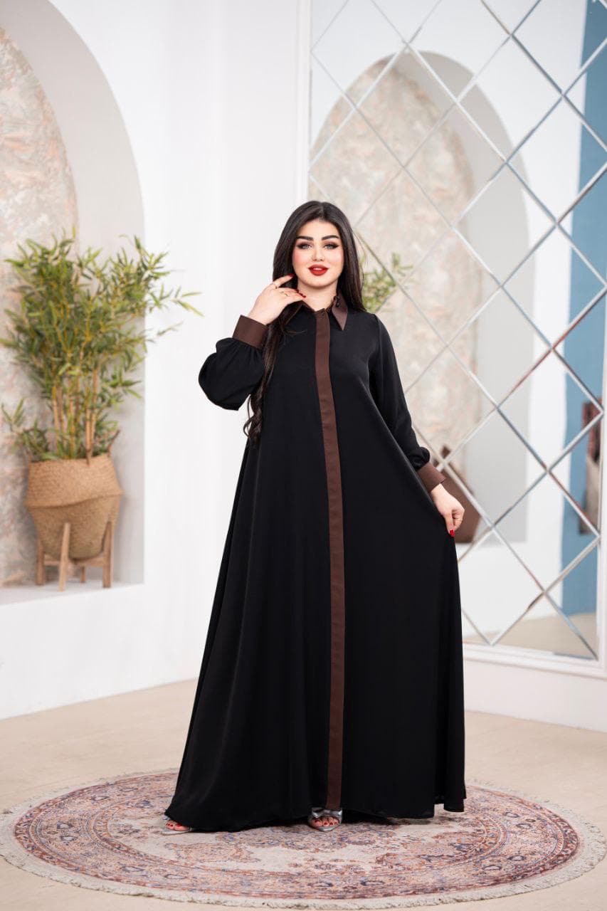 Black Abaya with Contrast Front Panel | Modern Buttoned Abaya | Elegant Modest Dress &  | Luxury - image 4