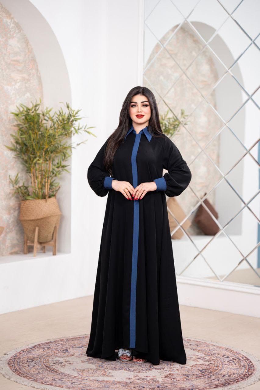 Black Abaya with Contrast Front Panel | Modern Buttoned Abaya | Elegant Modest Dress &  | Luxury - image 3