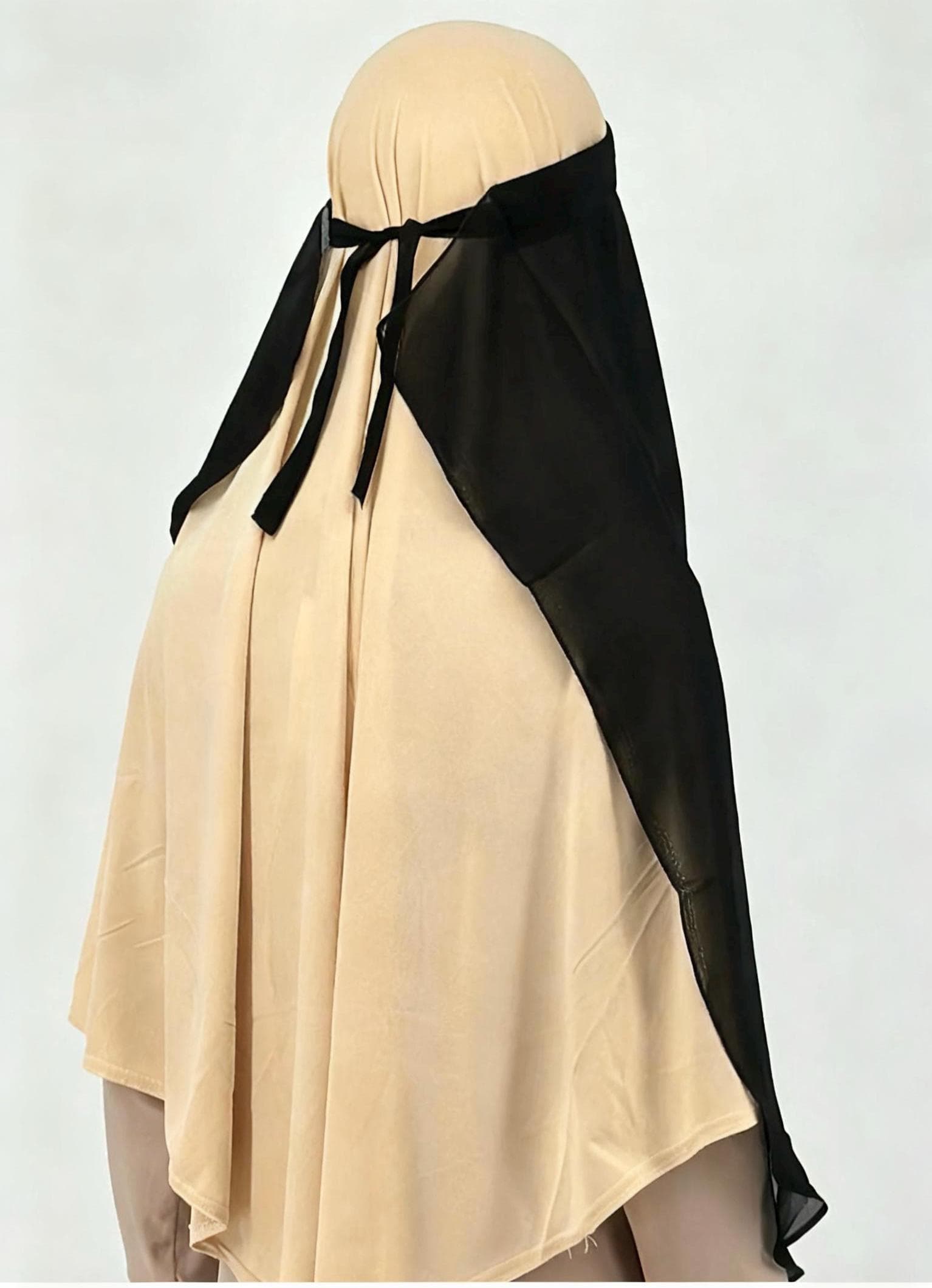 Two-Layer Tie-Back Niqab – Breathable Chiffon Face Veil, Modest Islamic Hijab - image 3