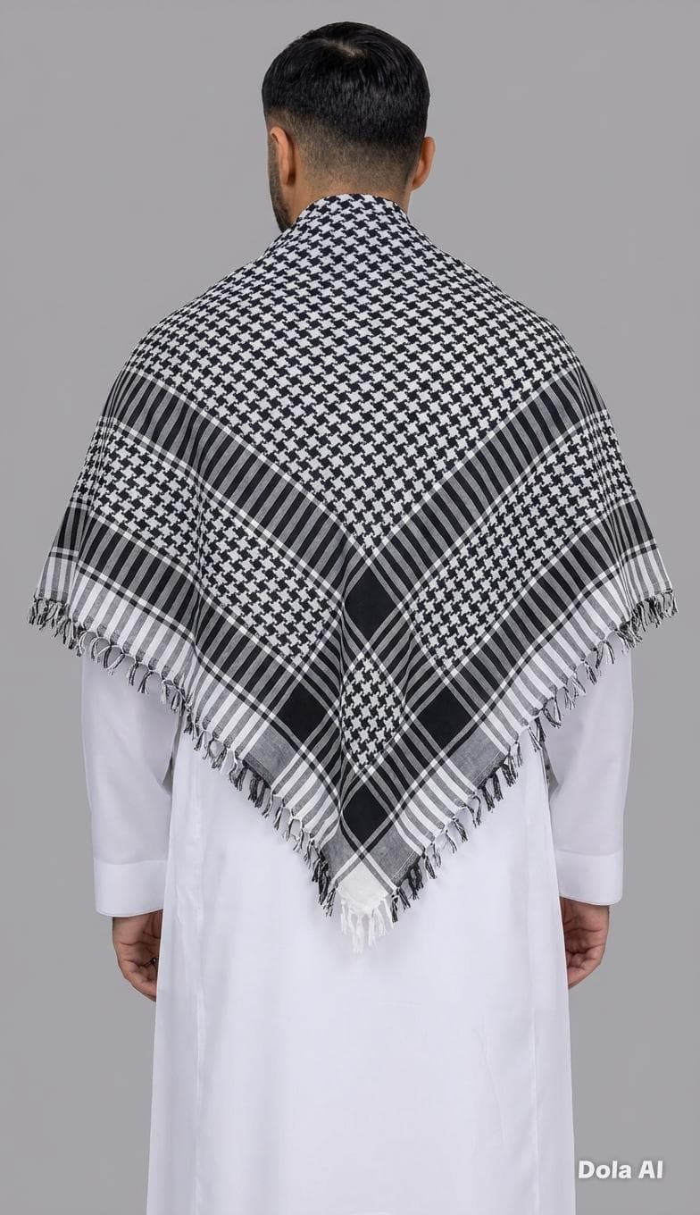Cotton Keffiyeh Scarf: Traditional Arabic Shemagh Headwrap (Red/White, Black/White)