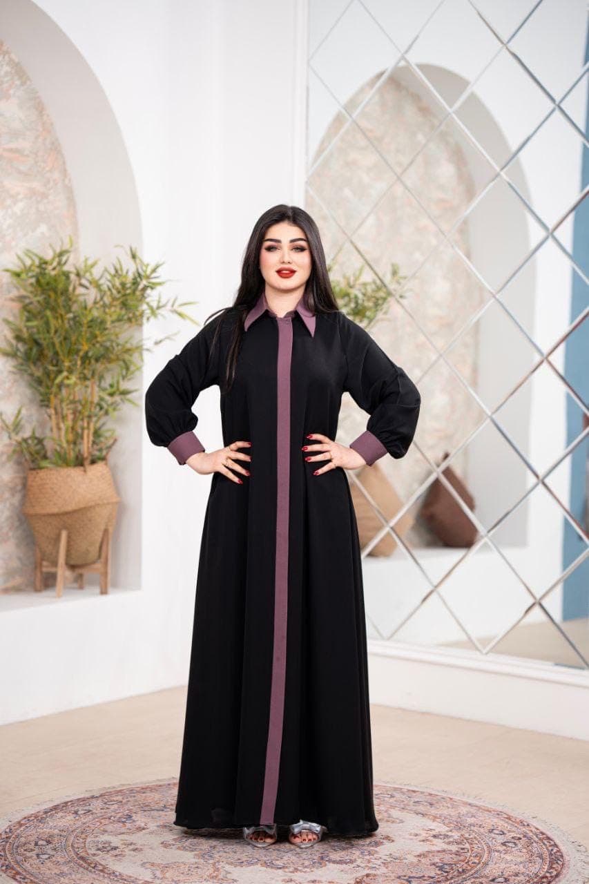 Black Abaya with Contrast Front Panel | Modern Buttoned Abaya | Elegant Modest Dress &  | Luxury - image 5