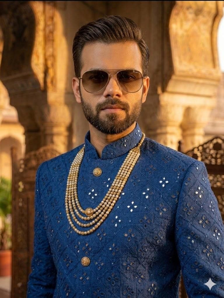 Men’s Blue Jodhpuri Suit, Bandhgala Suit for Wedding, Indian Groom Outfit, Indo Western Men - image 4