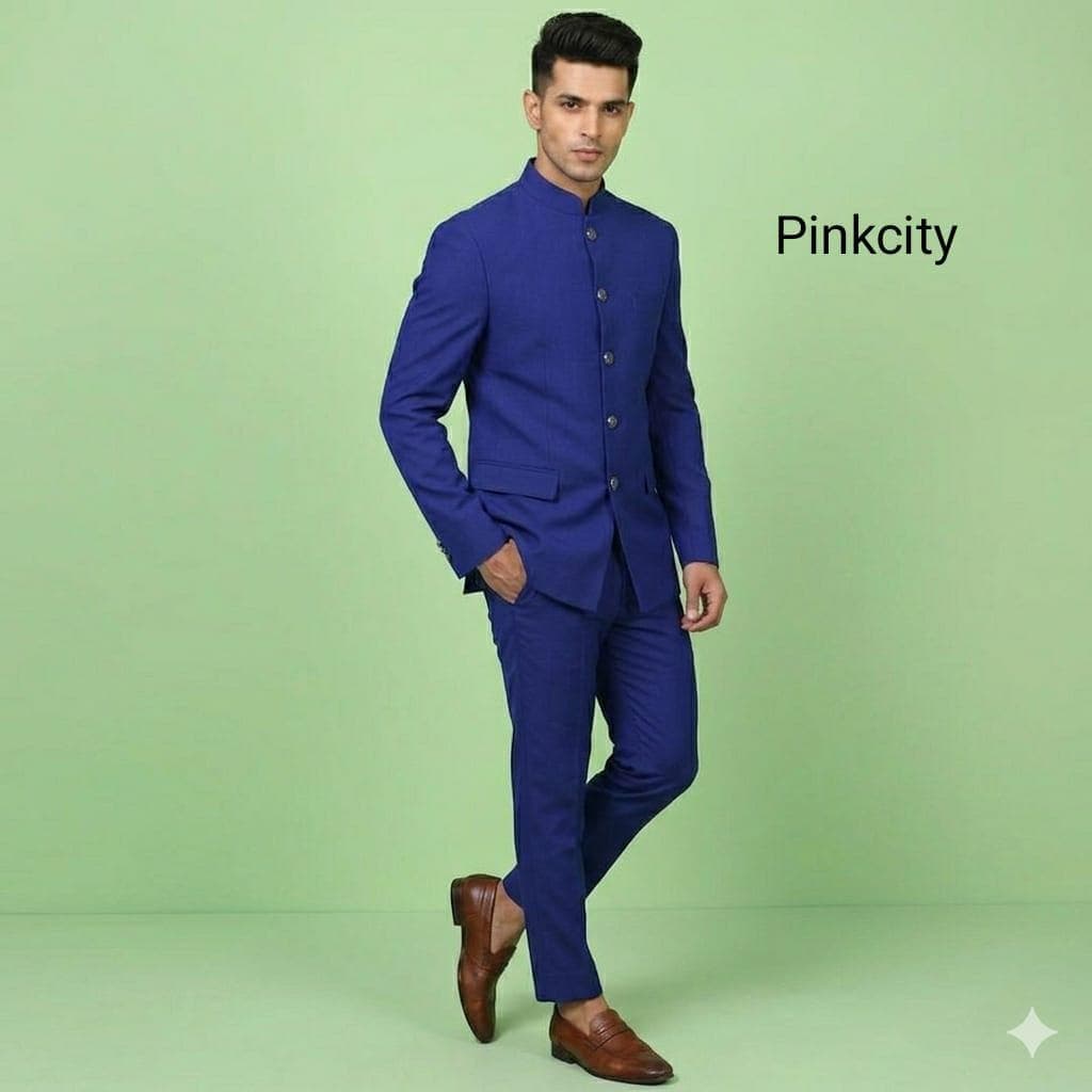 Royal Blue Jodhpuri Suit for Men | Bandhgala Prince Coat Wedding Outfit - image 4