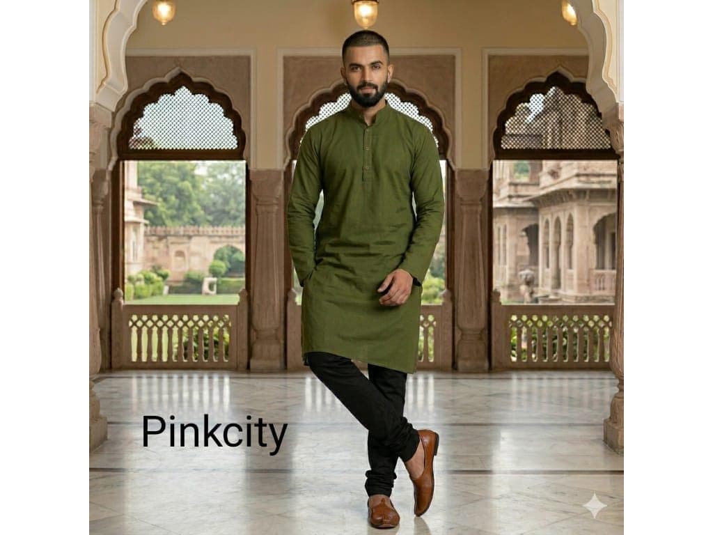 Men's Green Kurta Pajama Set, Indian Ethnic Wedding Festive Outfit