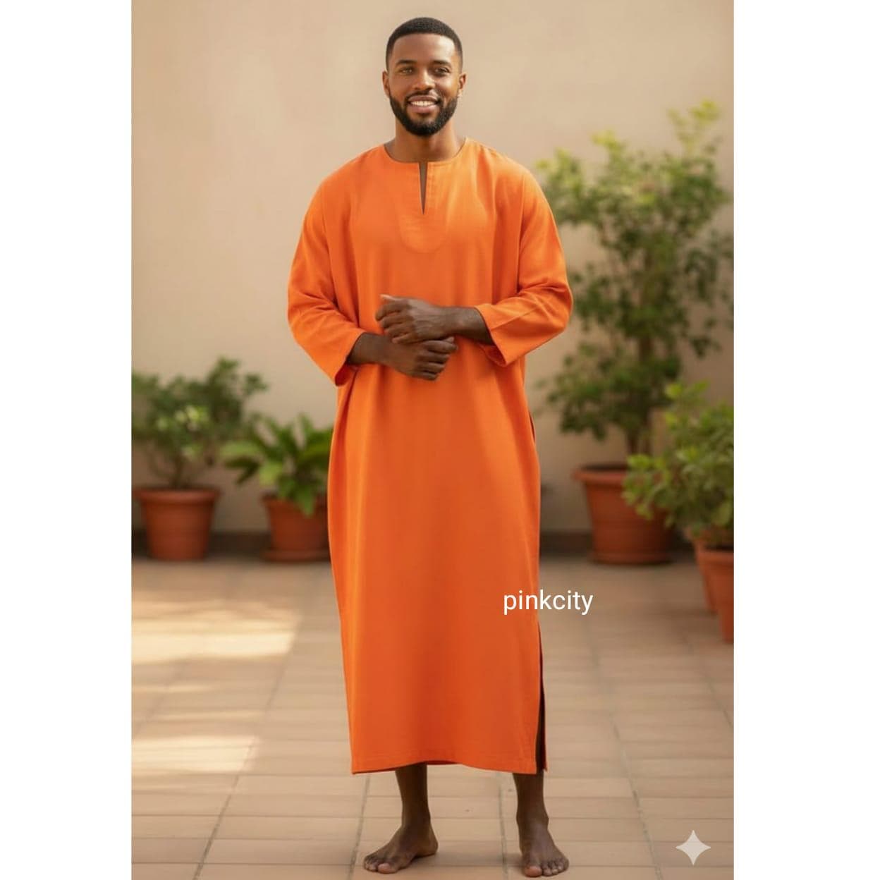 Men’s Red Thobe Islamic Clothing | Muslim Jubba Men | Arabic Thawb Long Sleeve | Eid Prayer