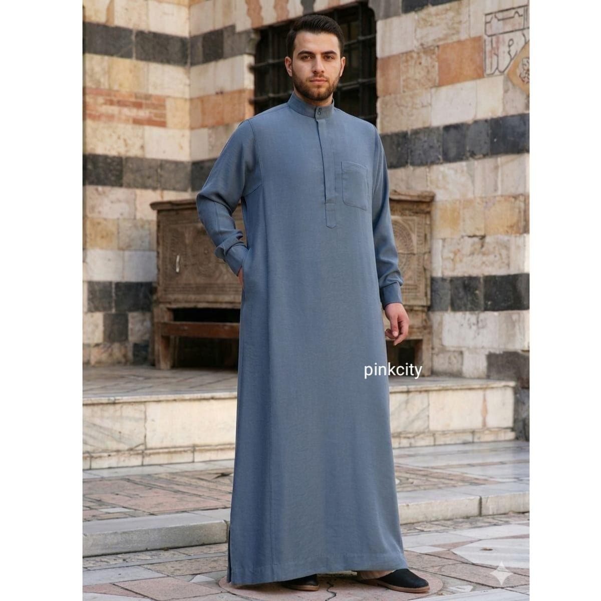 Men Thobe Jubba, Islamic Clothing for Men, Arabic , Muslim Prayer Dress, Ramadan Eid Outfit