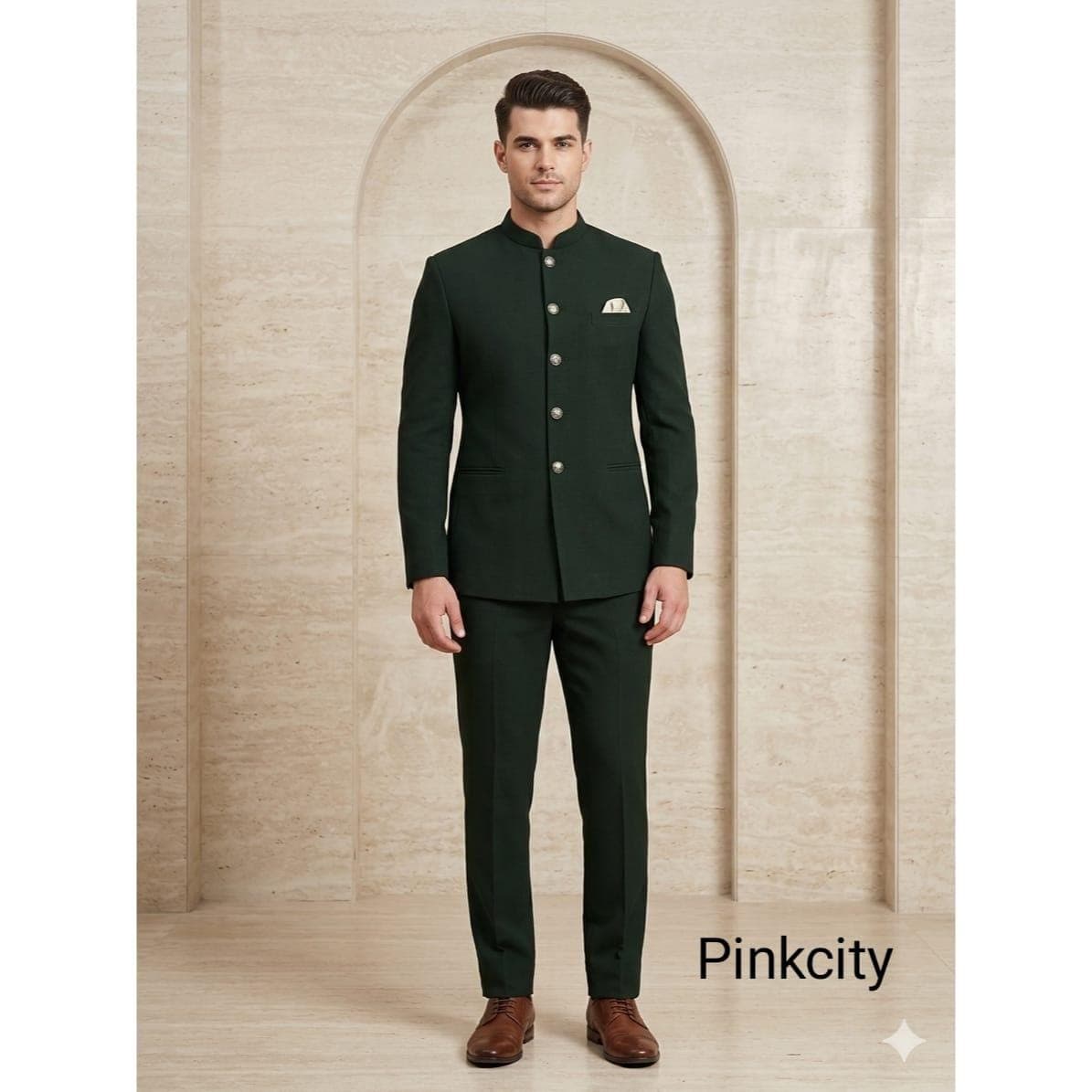 Men's Dark Green Jodhpuri Suit | Royal Bandhgala Wedding Outfit | Indo Western Ethnic Wear