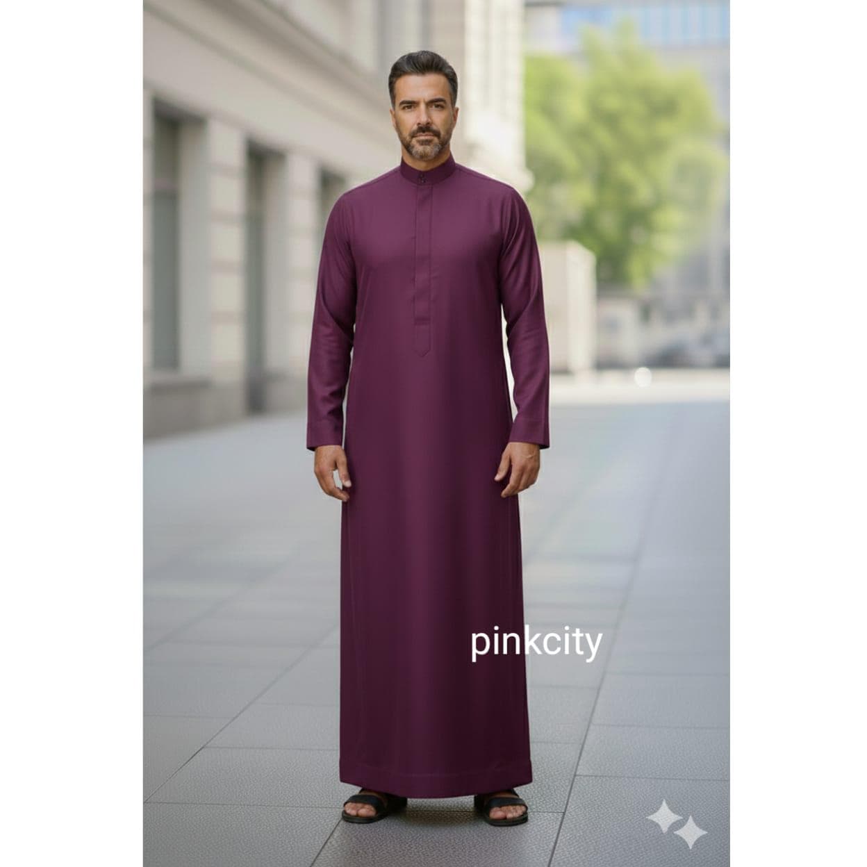 Men’s Burgundy Thobe | Islamic Jubba | Long Sleeve Muslim Abaya | Elegant Arabic Thawb for Prayer