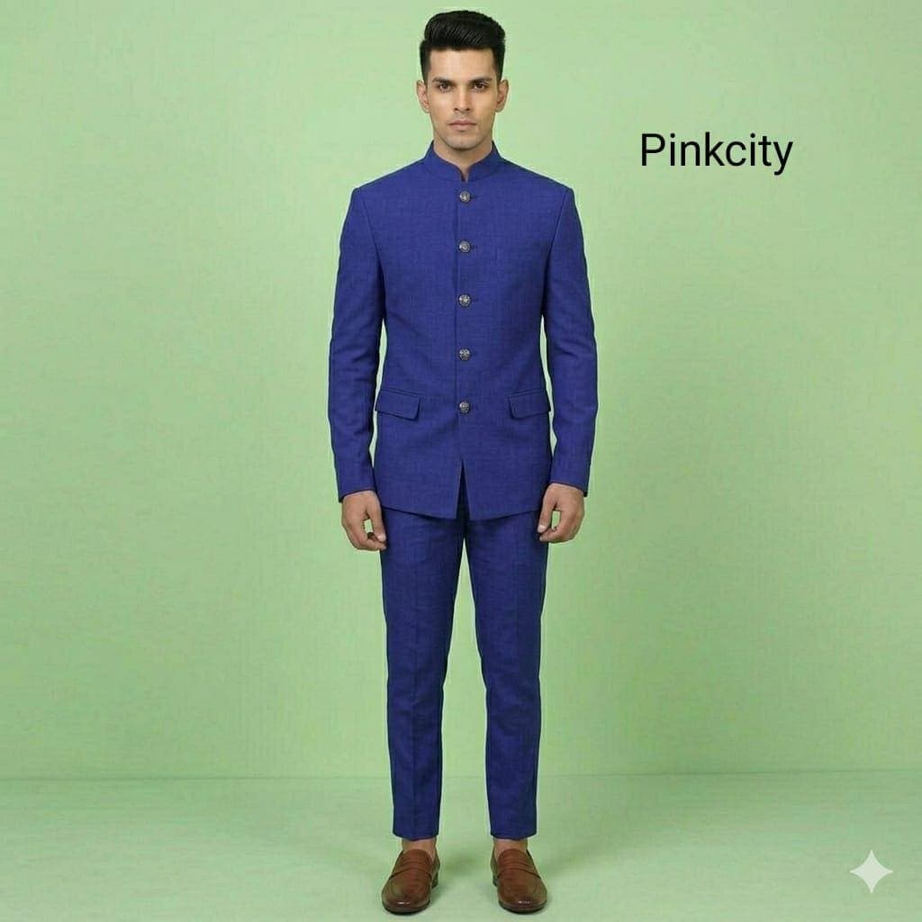 Royal Blue Jodhpuri Suit for Men | Bandhgala Prince Coat Wedding Outfit