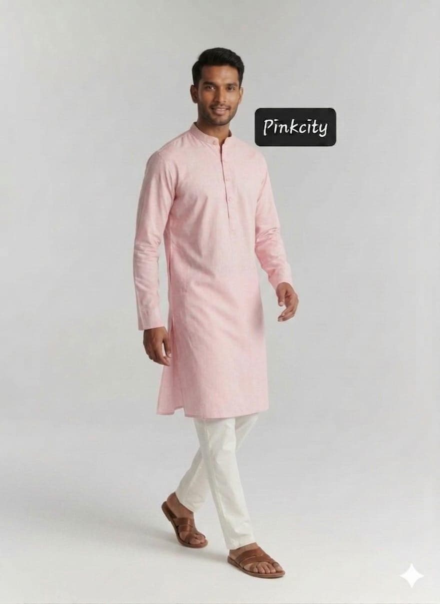 Men's Pink Kurta Pajama Set | Traditional Indian Ethnic Wear for Weddings, Diwali, Eid - image 3