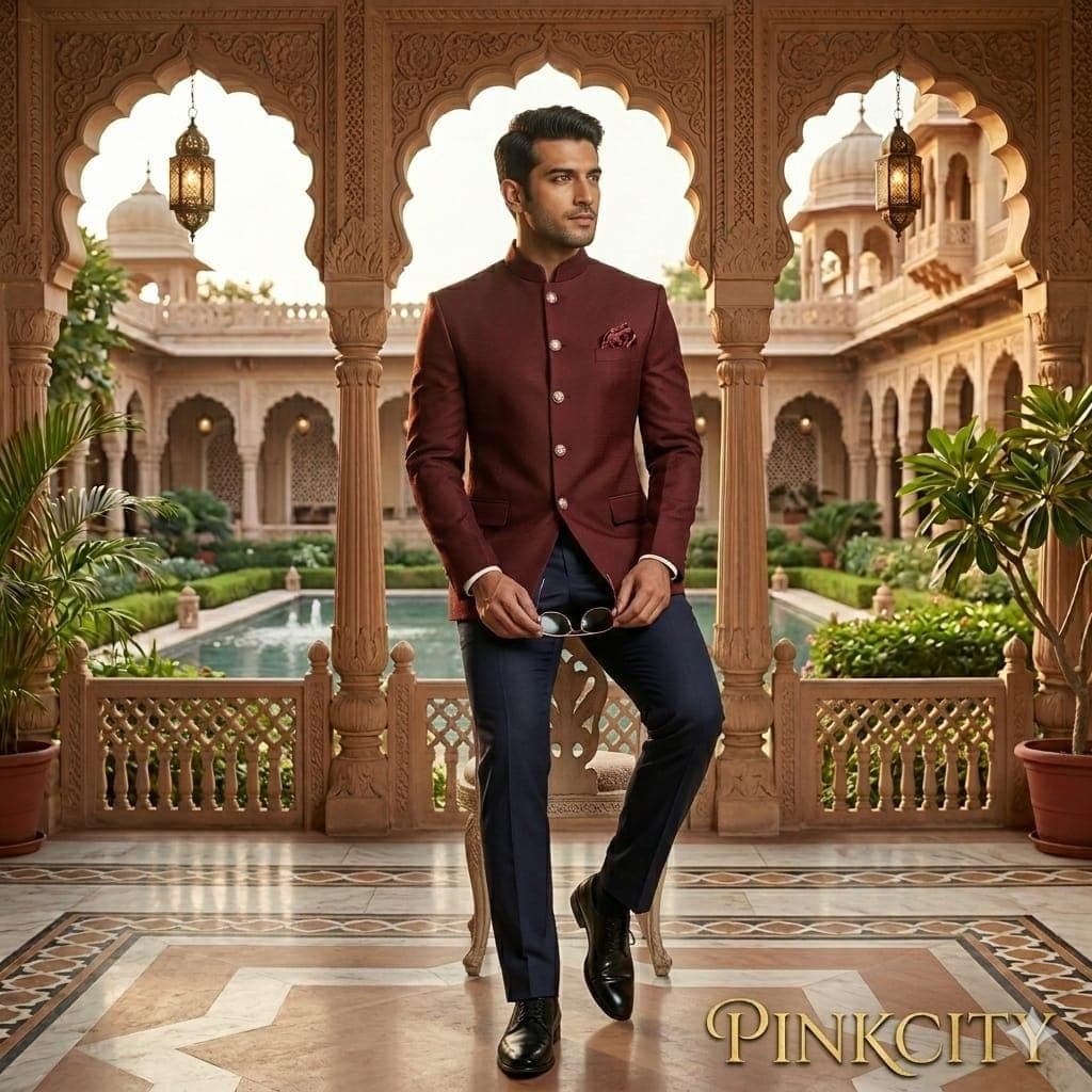 Men's Maroon Jodhpuri Suit Bandhgala Wedding Groom Outfit Royal Indo Western Ethnic Wear - image 3