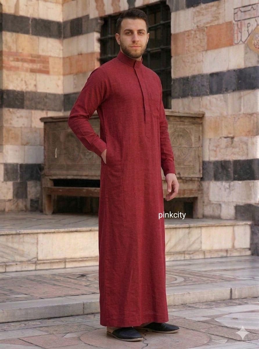 Men Brown Thobe Jubba, Islamic Wear, Muslim Prayer , Arabic , Eastern Kaftan, Ramadan Eid Outfit - image 5