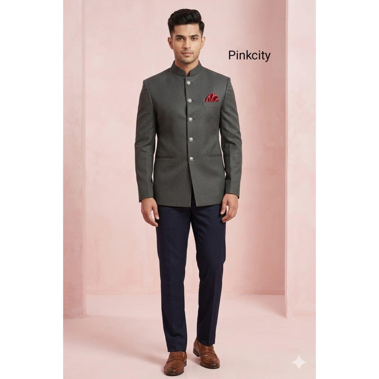 Charcoal Grey Jodhpuri Suit | Men's Bandhgala Prince Coat, Indian Wedding Outfit
