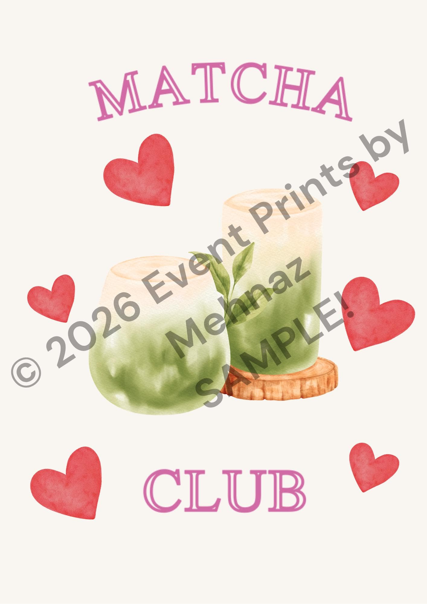 In my matcha girl era | Just a matcha girly | Matcha club | Matcha theme posters | Matcha and bows