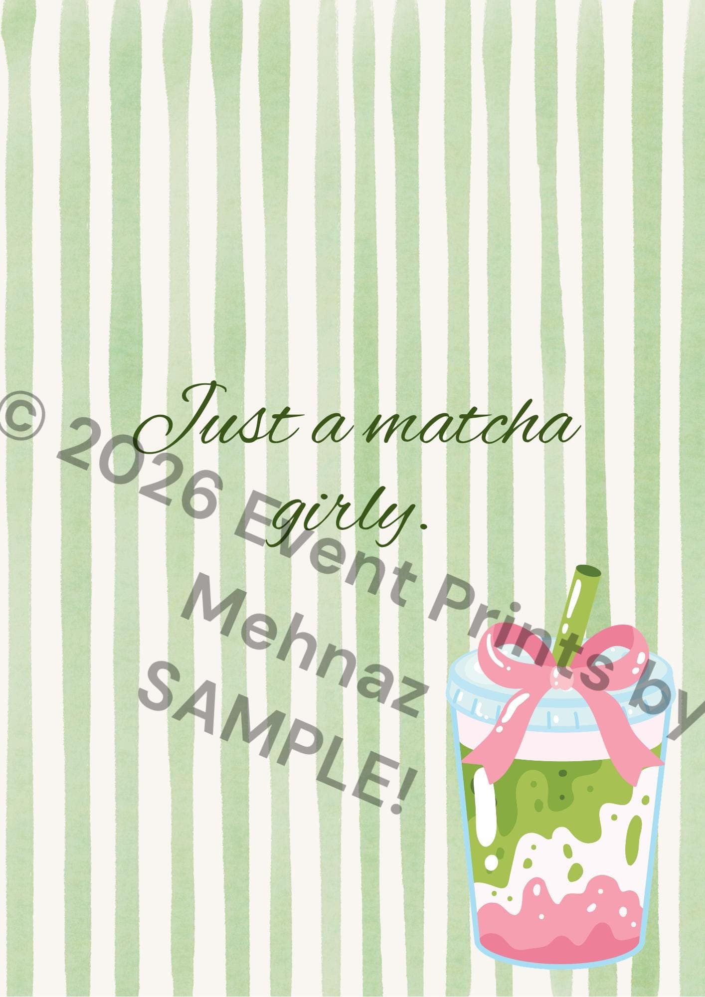 In my matcha girl era | Just a matcha girly | Matcha club | Matcha theme posters | Matcha and bows