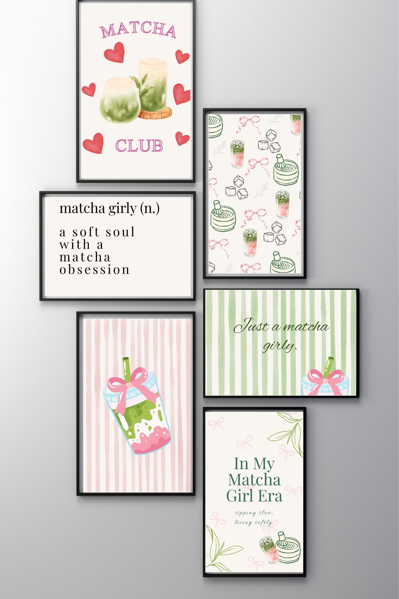 Matcha Girl Era Poster Bundle | Delicate Bows, Drinks (Digital Download)