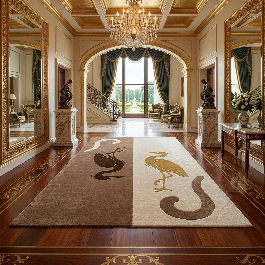 Kids Cat Crane Rug, Modern Neutral Nursery Playroom Carpet, Soft Floor Mat - image 4