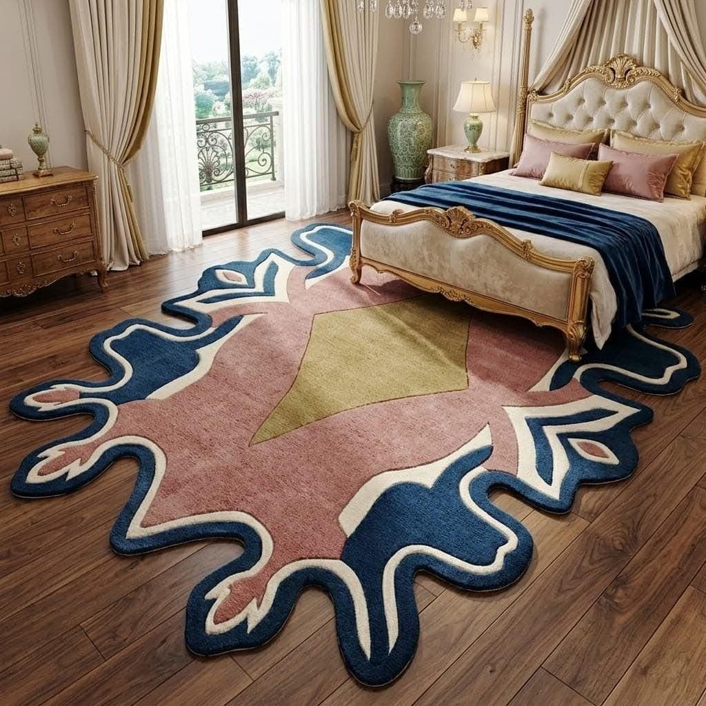 Luxury Abstract Irregular Shape Tufted Rug, Modern Designer Carpet - image 4