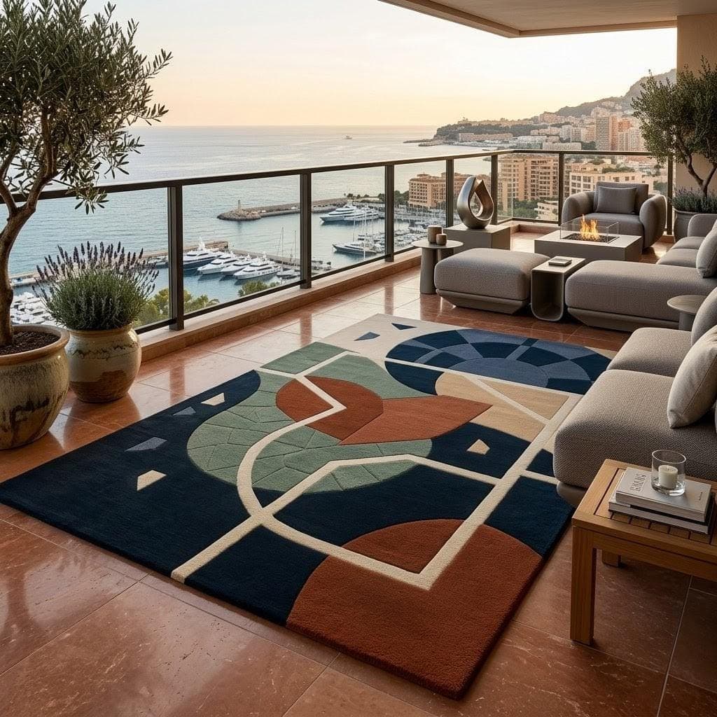 Modern Geometric Area Rug, Abstract Luxury Carpet, Contemporary Living Room Floor Rug