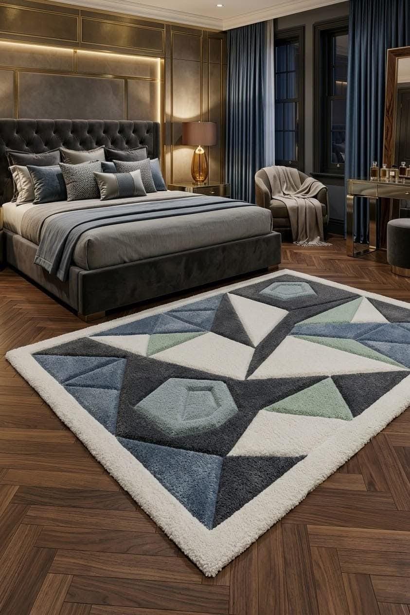 Modern Geometric Area Rug, Soft Plush Tufted Carpet, Scandinavian Living Room Decor - image 5