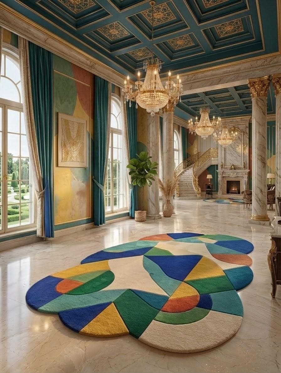 Irregular Shape Abstract Rug, Colorful Geometric Area Carpet, Modern Living Room Decor - image 5