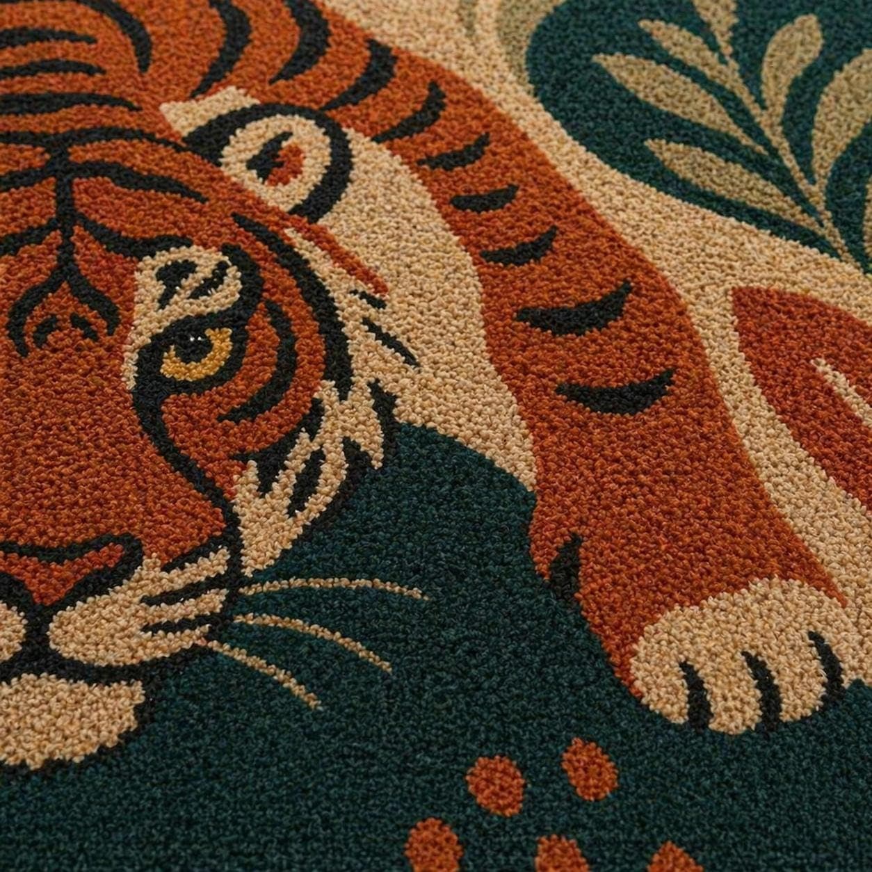 Tiger Jungle Area Rug, Botanical Animal Carpet, Modern Boho Living Room Floor Decor - image 3