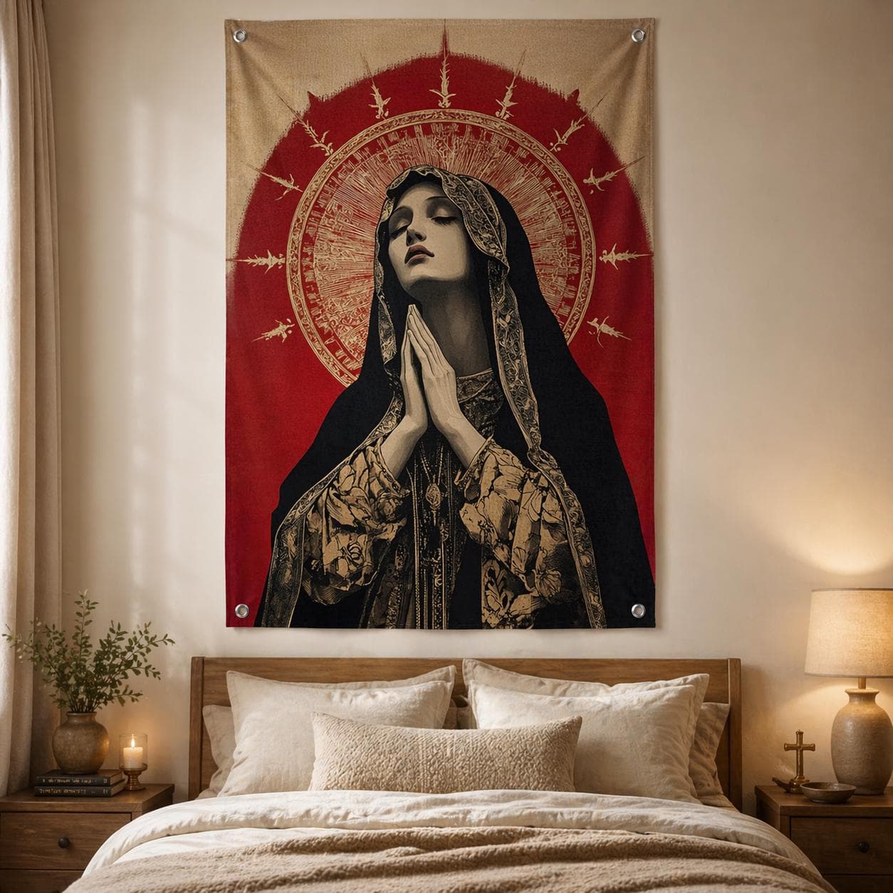 Virgin Mary Wall Hanging Dark Academia Decor Gothic Tapestry Moody Renaissance Art Mystical Maximalist Room Decor Catholic Christian Rug - image 5