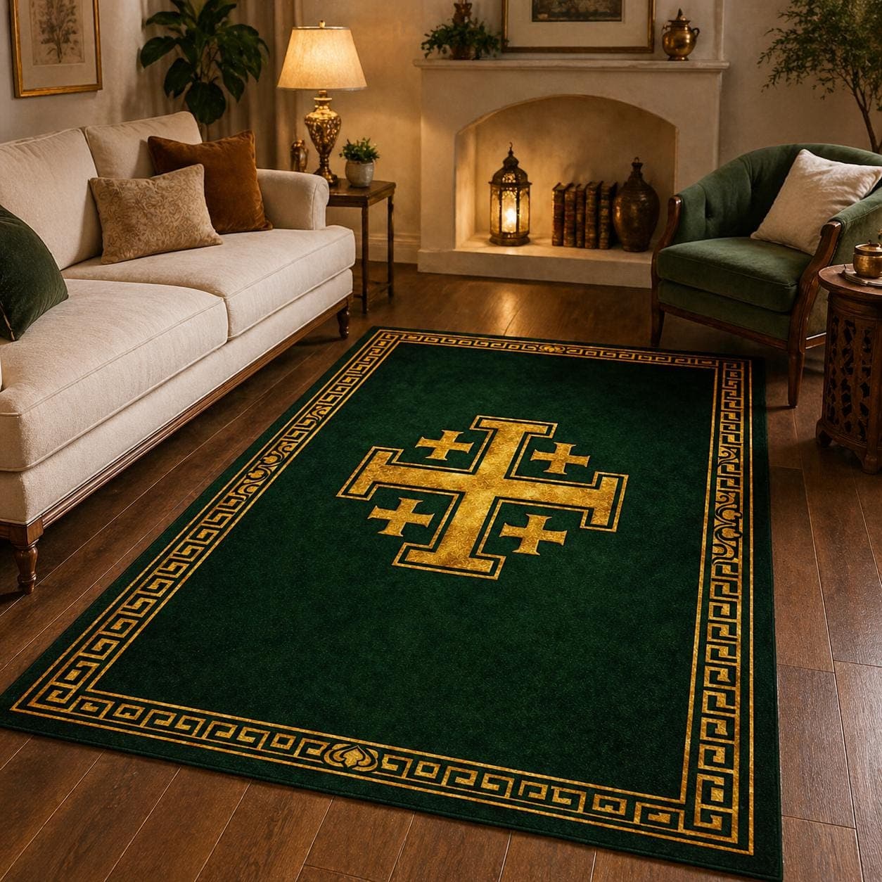 Catholic Prayer Rug Jerusalem Cross Kneeling Mat, Christian Home Decor & Altar Rug, Religious Spiritual Gift, Bible Study Floor Mat - image 4