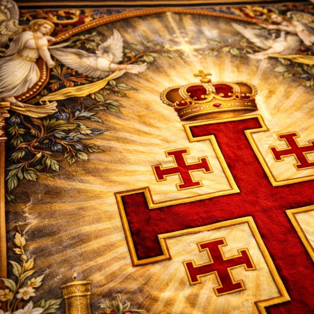 Jerusalem Cross Christian Prayer Mat, Catholic Kneeling Rug for Home Altar, Vintage Religious Gift, Orthodox Devotional Kneeler - image 5