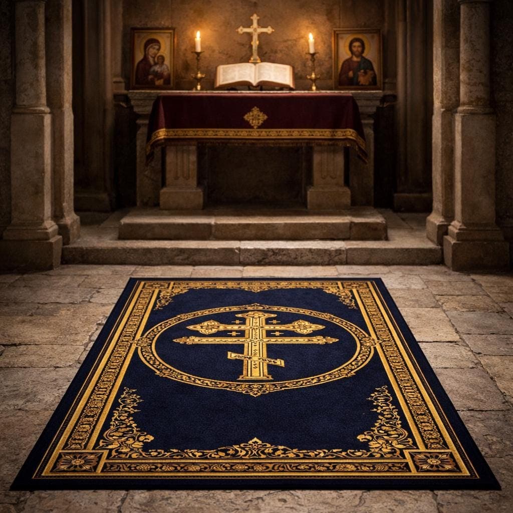 Orthodox Cross Christian Prayer Rug, Byzantine Christian Rug, Orthodox Prayer Mat, Church Rug, Religious Area Rug, Christian Home Decor - image 5
