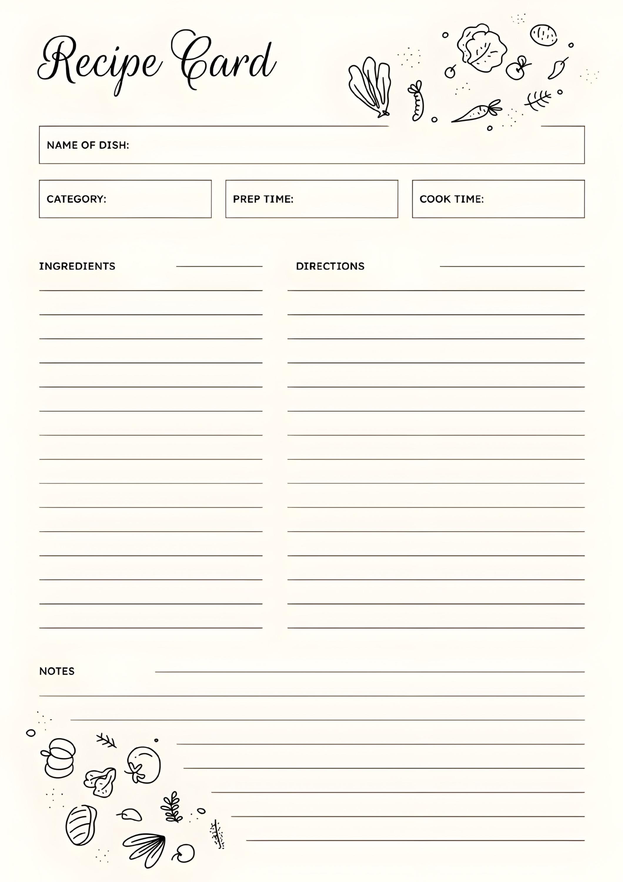 Floral Recipe Card Template Bundle | Kitchen Stationery (Digital Download) - image 5