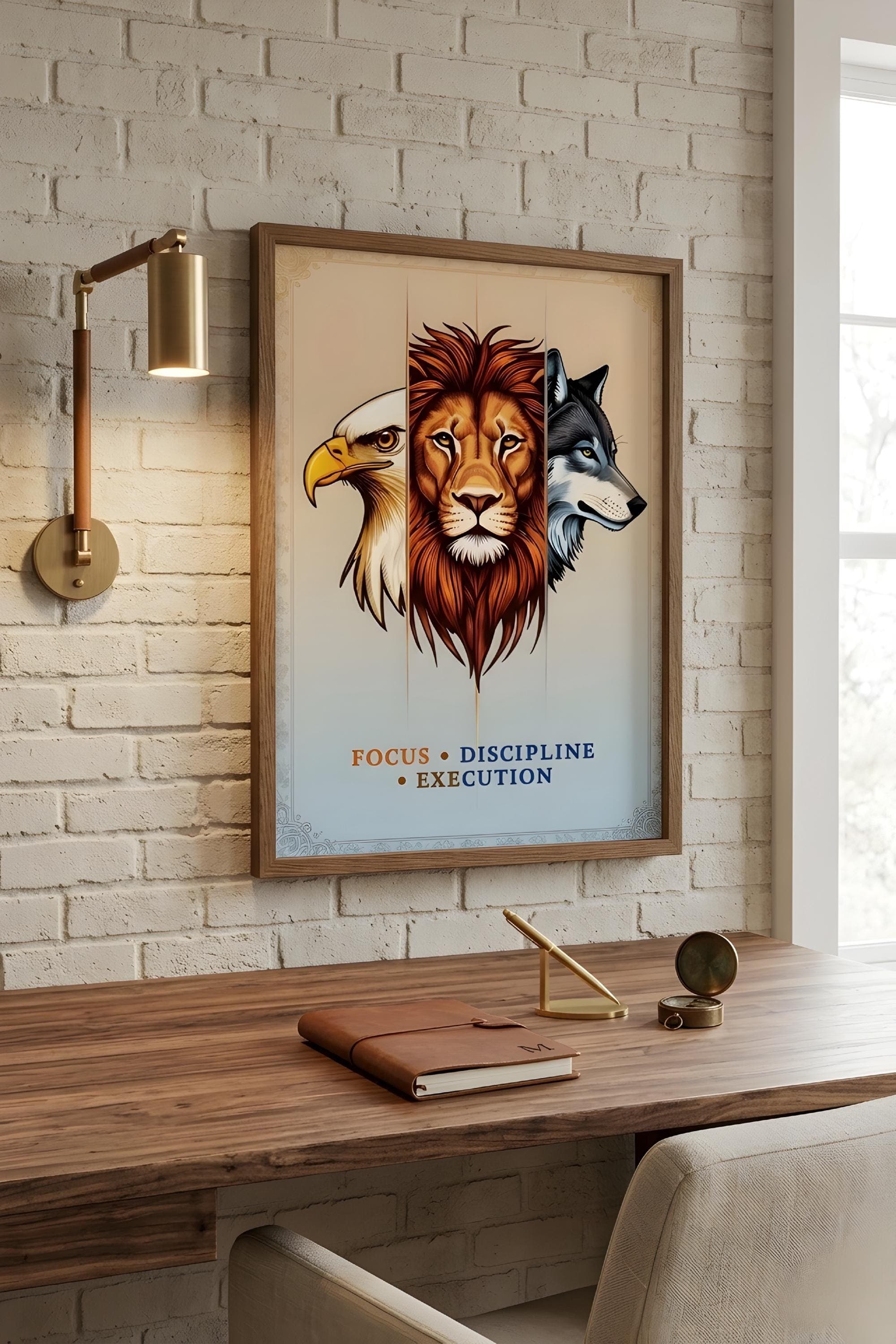 Eagle Lion Wolf Artwork Focus Discipline Execution Motivation Poster - image 4