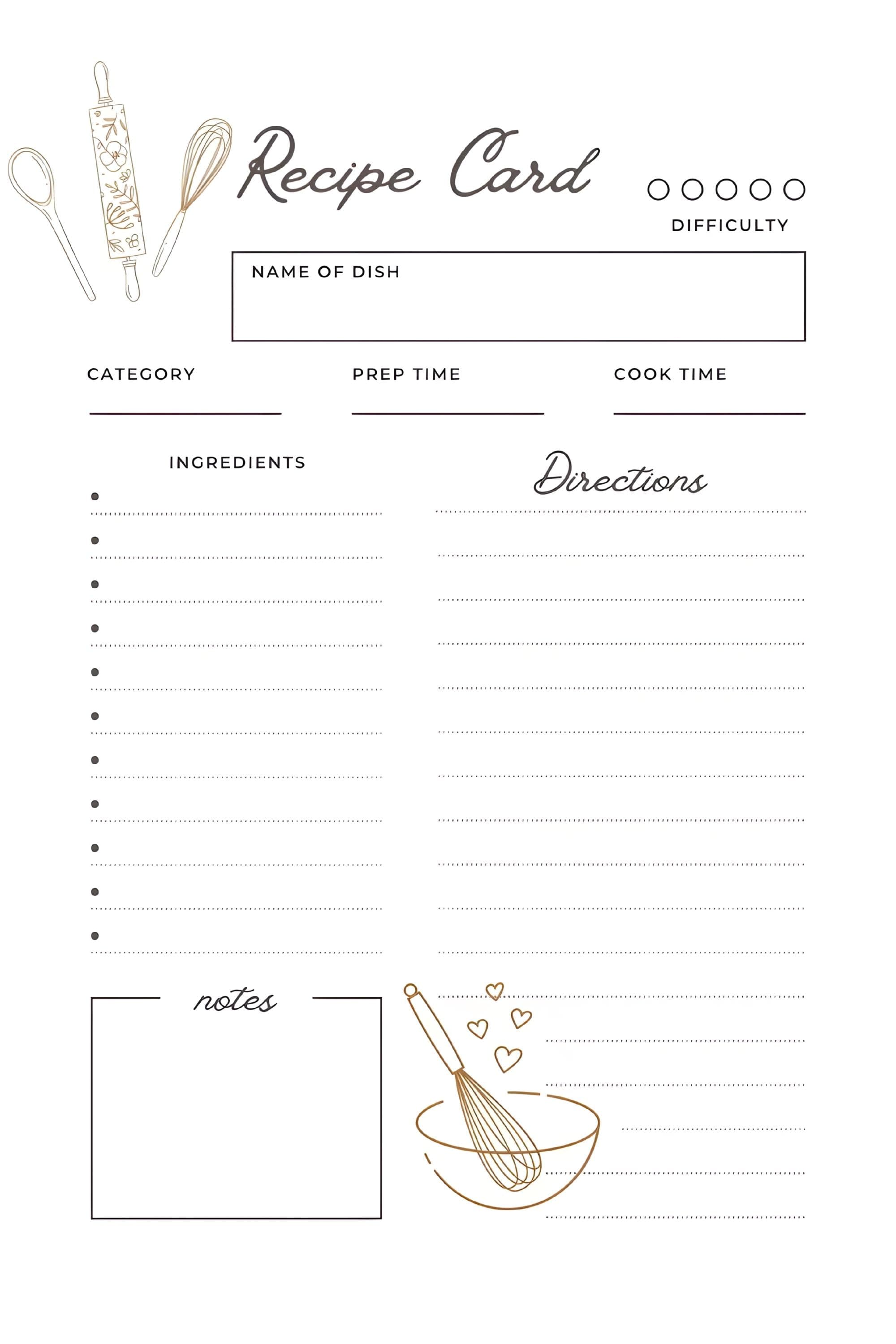 Floral Recipe Card Template Bundle | Kitchen Stationery (Digital Download) - image 3