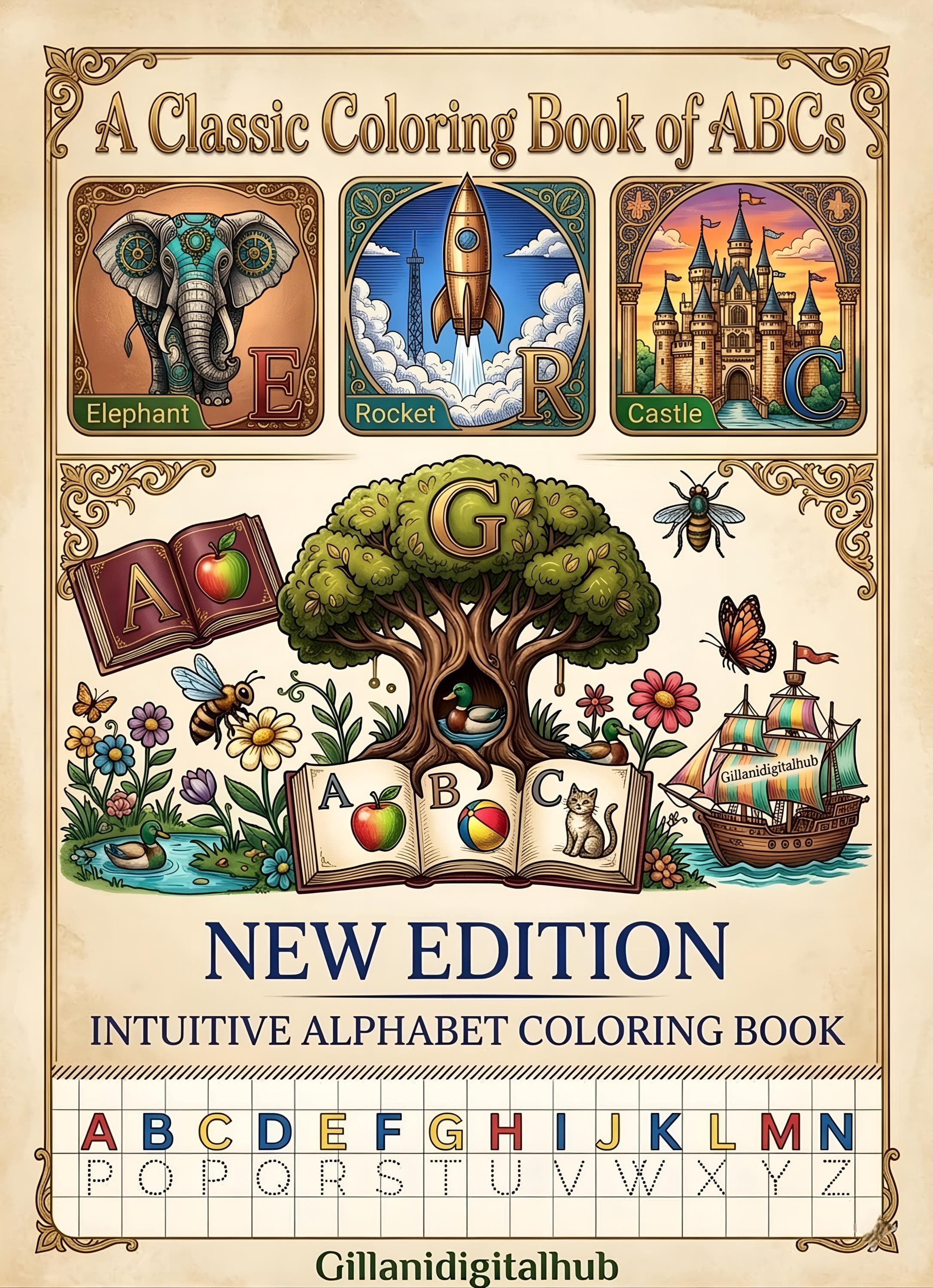 ABC Alphabet Coloring Book, Toddler Educational Activity (Digital Download)