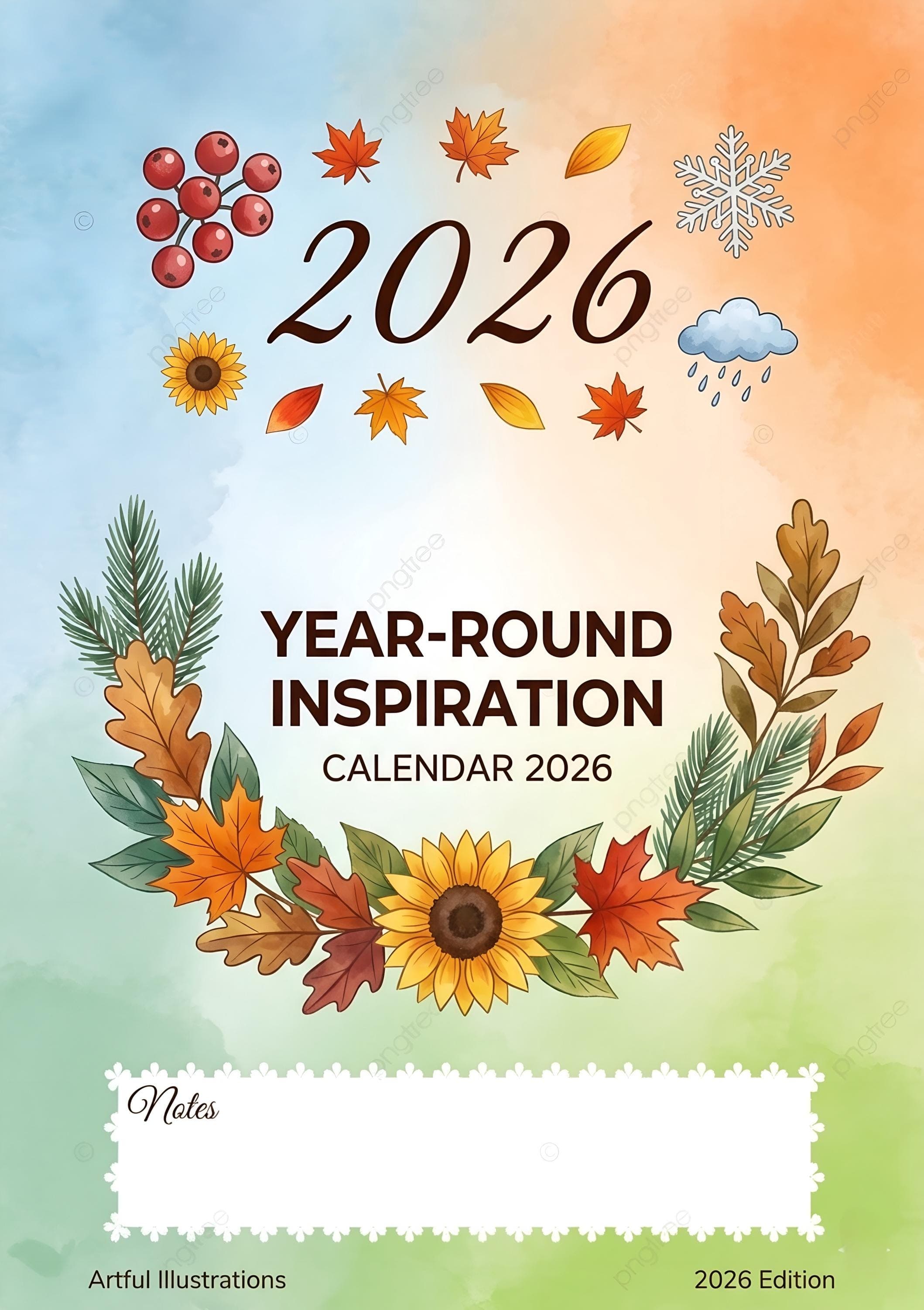 2026 Printable Monthly Calendar | 12-Month Year-Round Inspiration PDF | Instant Download