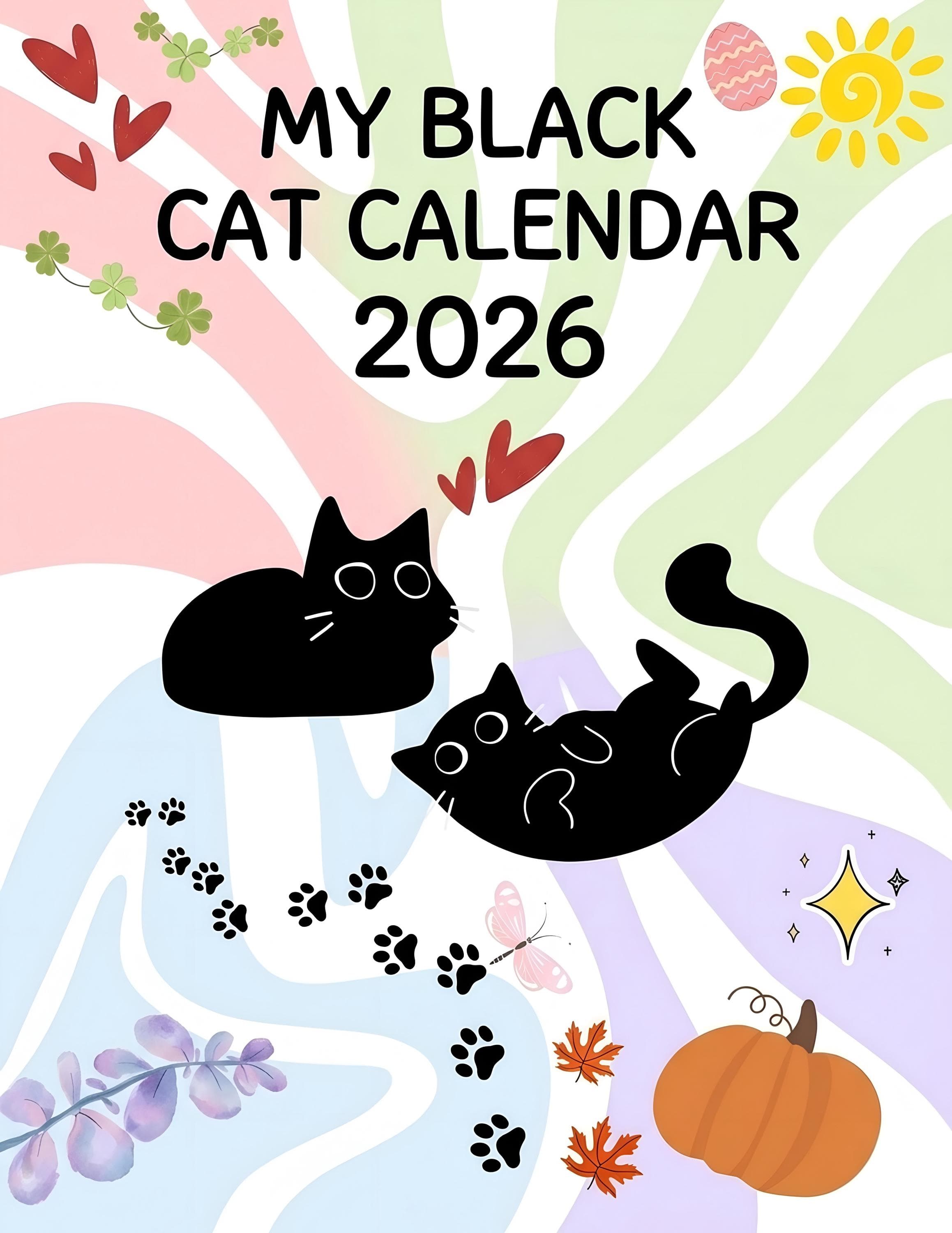 2026 Black Cat Calendar | Whimsical Illustrations, Monthly Planner (12-Month)