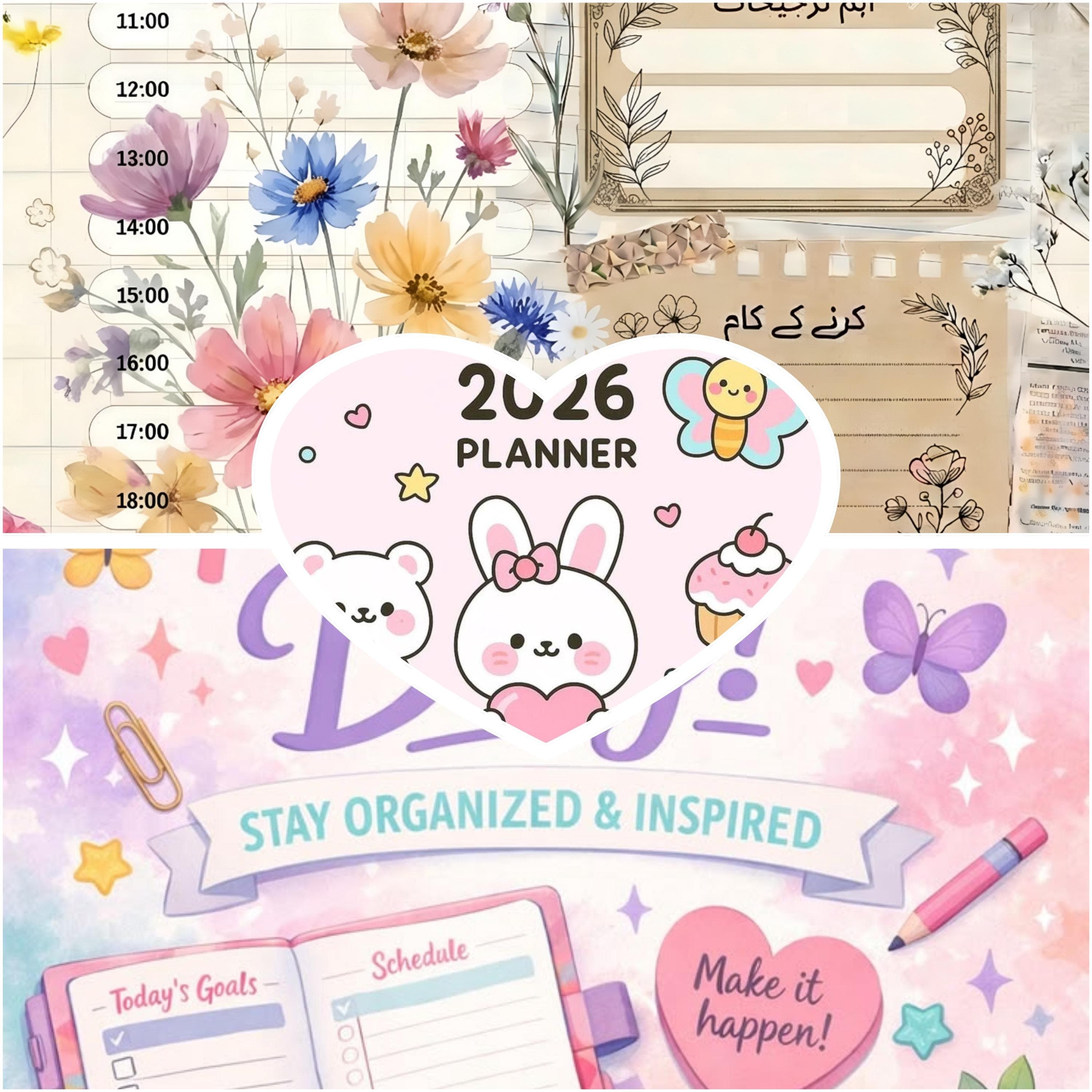 2026 Daily Schedule Planner | Floral Urdu Design (Digital Download) - image 3