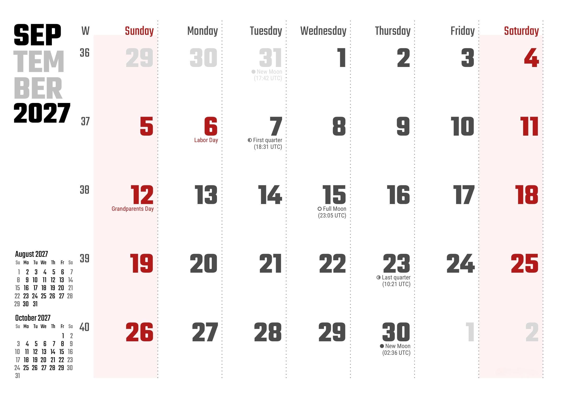 2027 Printable Wall Calendar template | Minimalist Yearly Planner | A4 Size | instant download | PDF - image 3