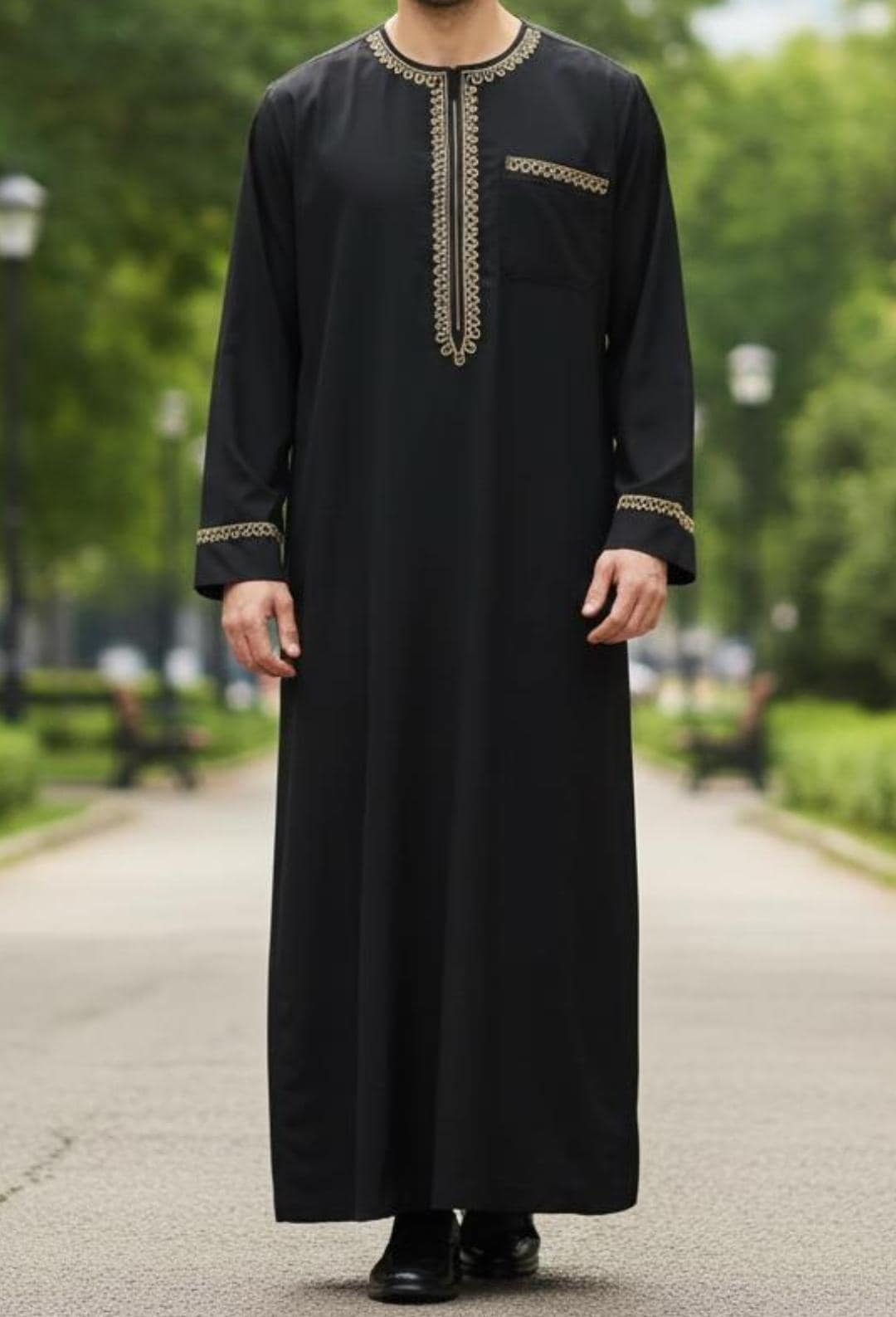 Men's Islamic Thobe Floor Length Polyester Kaftan Robe with Front Zipper and Pockets - image 4
